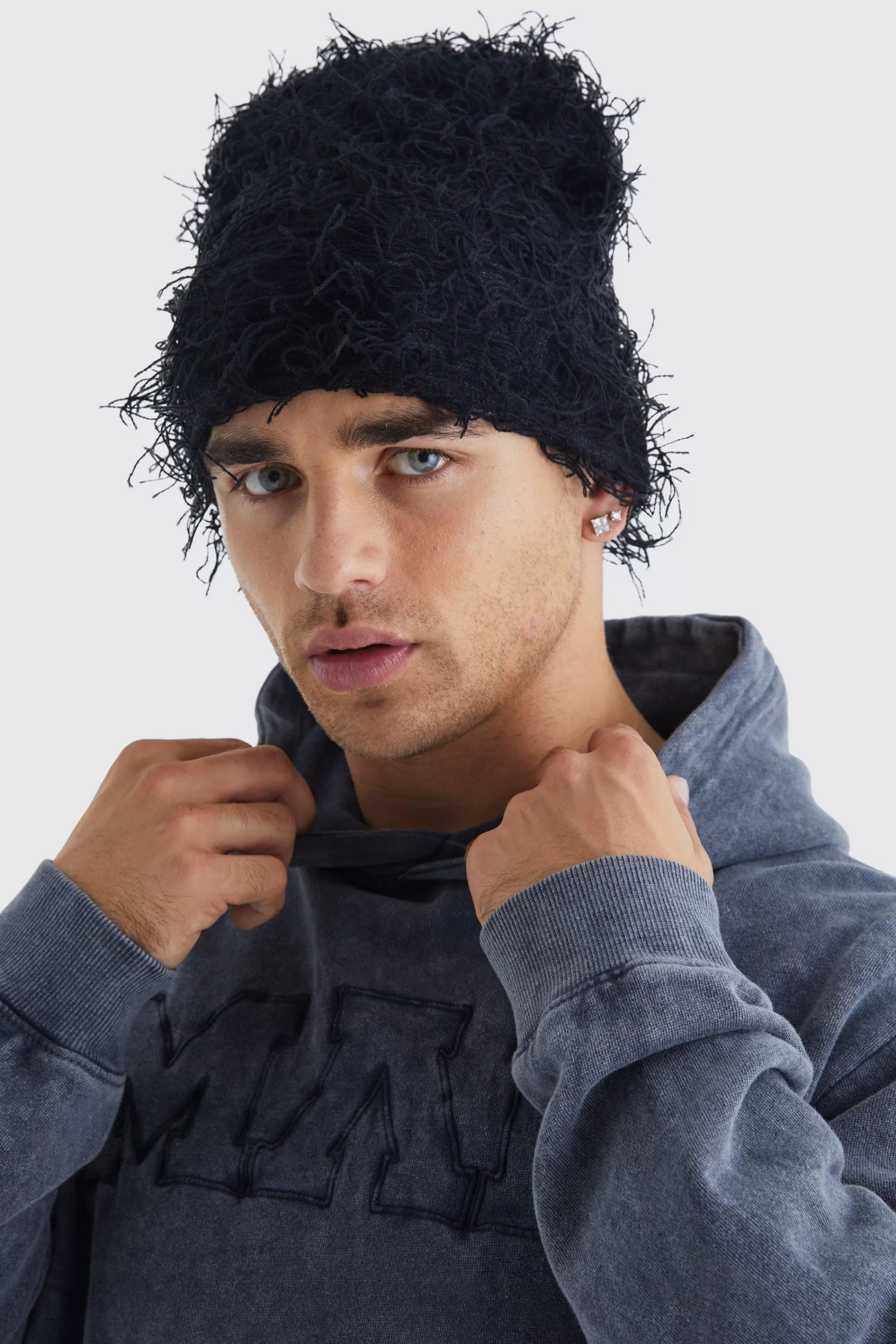 boohooMAN Eyelash Knit Beanie | UK
