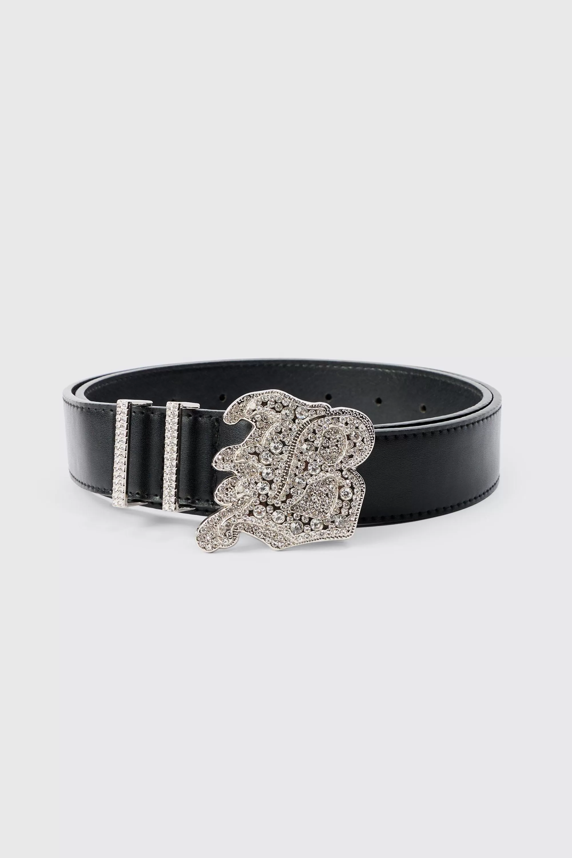 boohooMAN Faux Leather Belt With B Branded Buckle In | UK