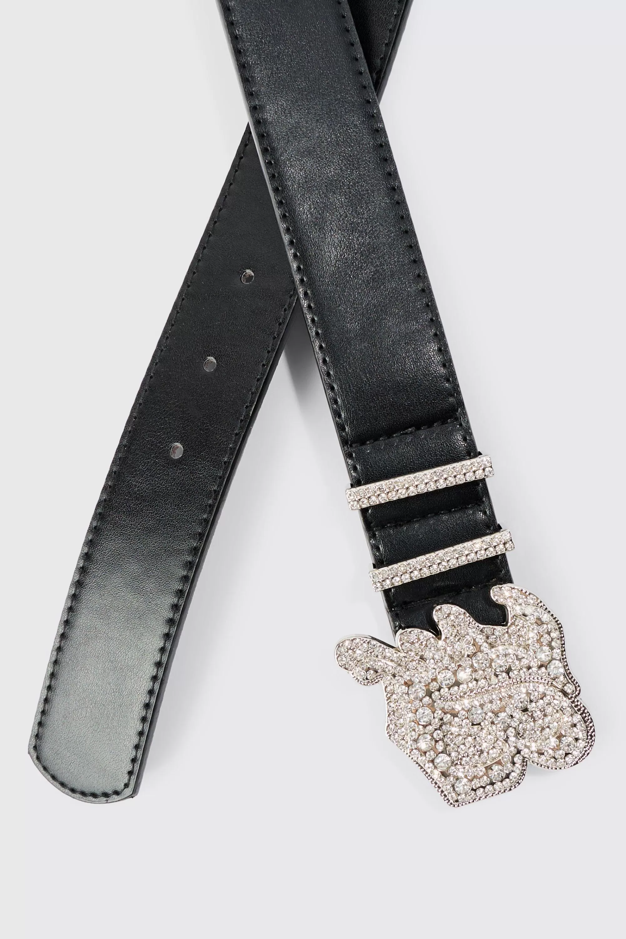 boohooMAN Faux Leather Belt With B Branded Buckle In | UK