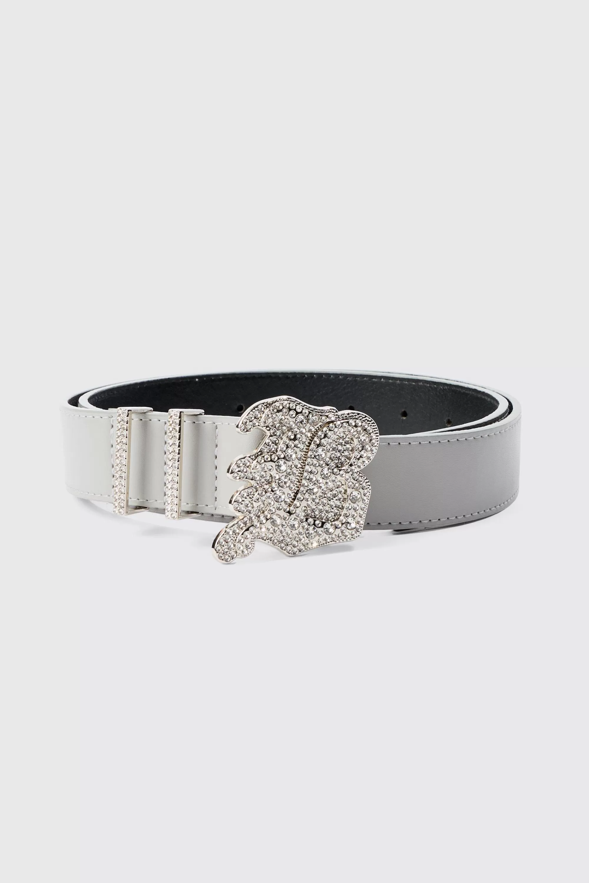 boohooMAN Faux Leather Belt With B Branded Buckle In | UK