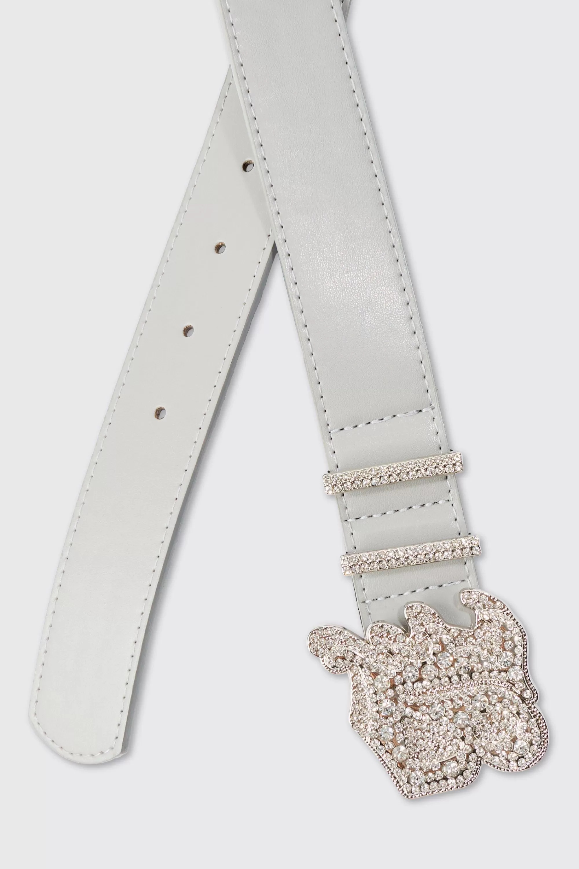 boohooMAN Faux Leather Belt With B Branded Buckle In | UK