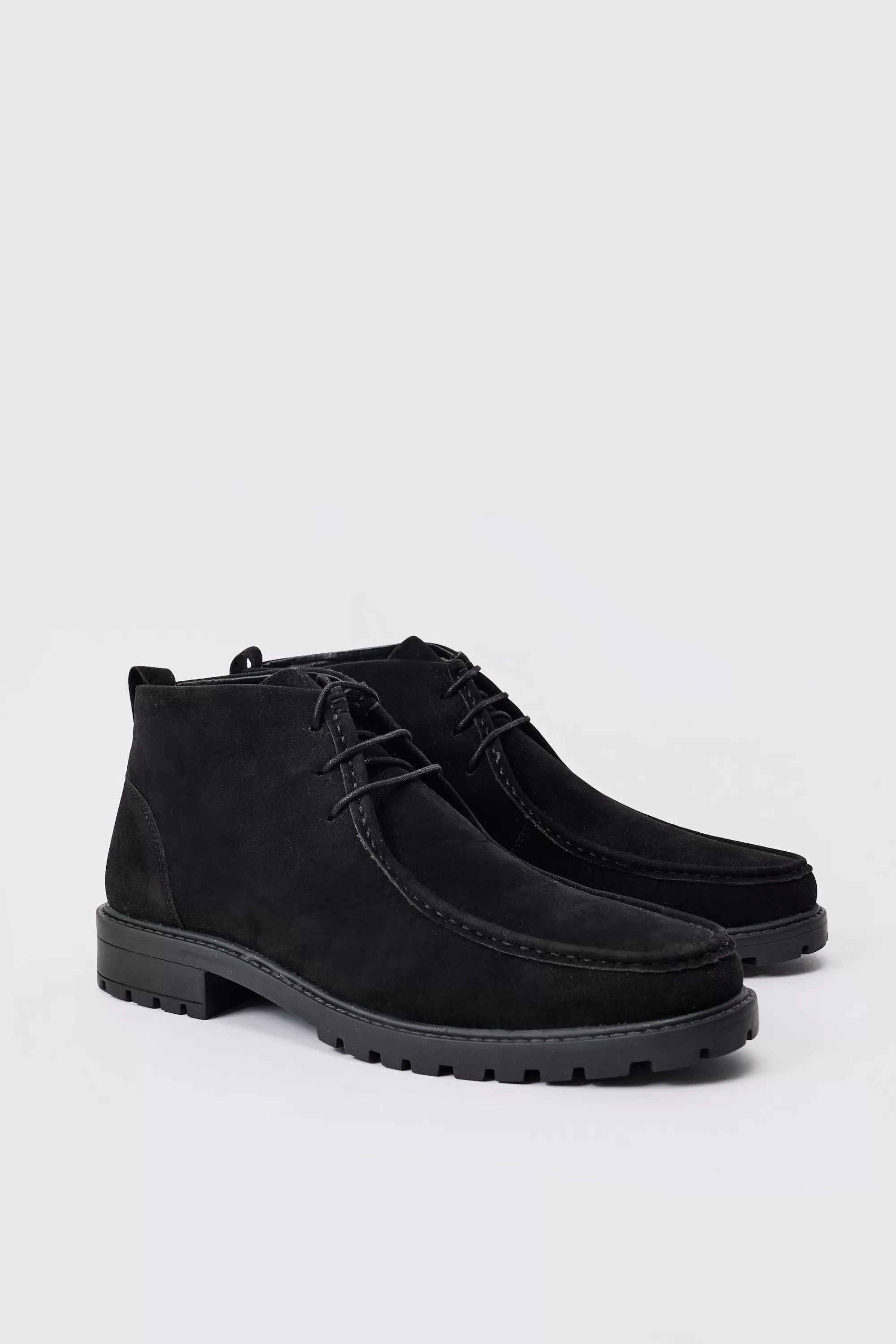 boohooMAN Faux Suede Apron Front Boots In | UK