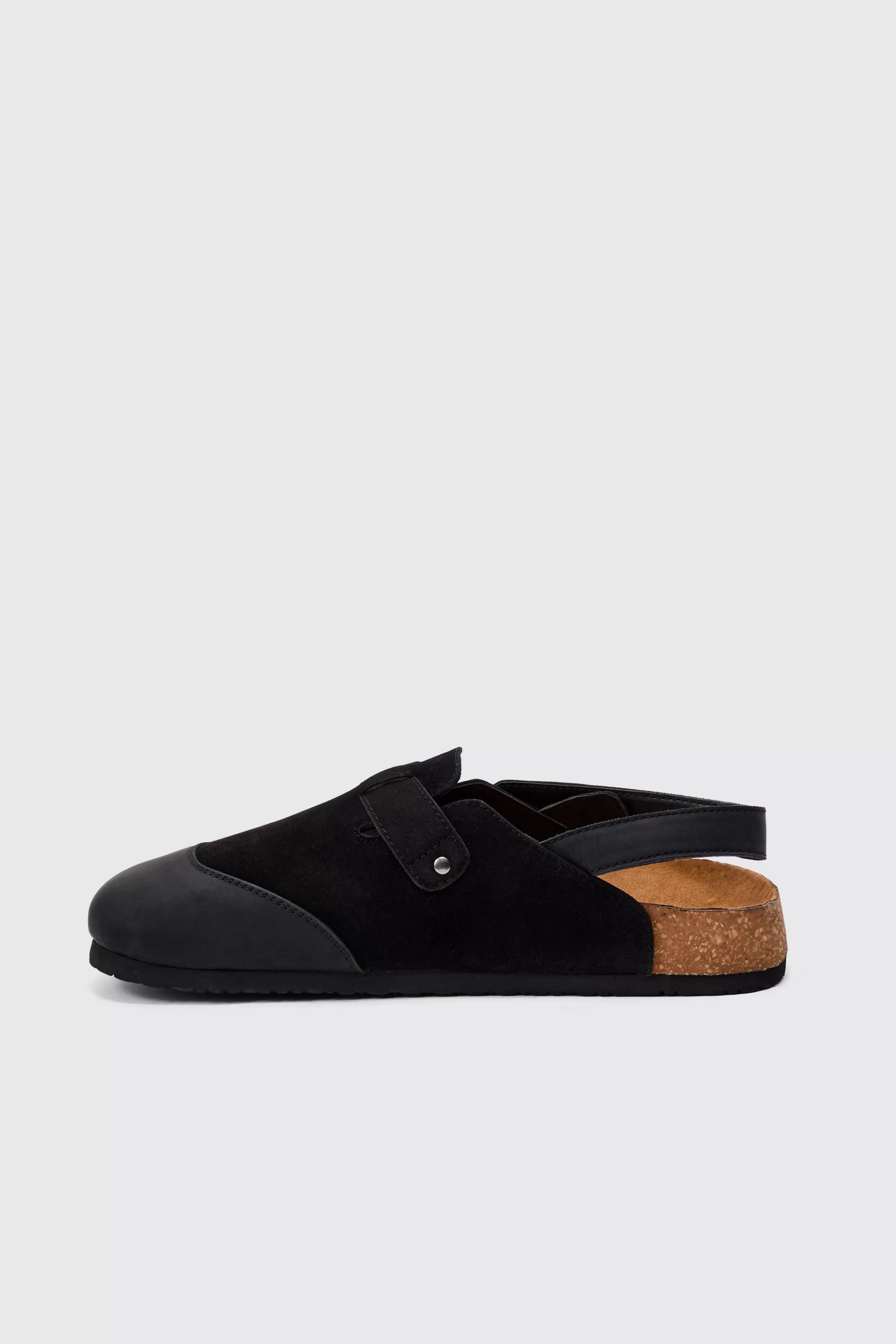 boohooMAN Faux Suede Buckle Detail Mule In | UK