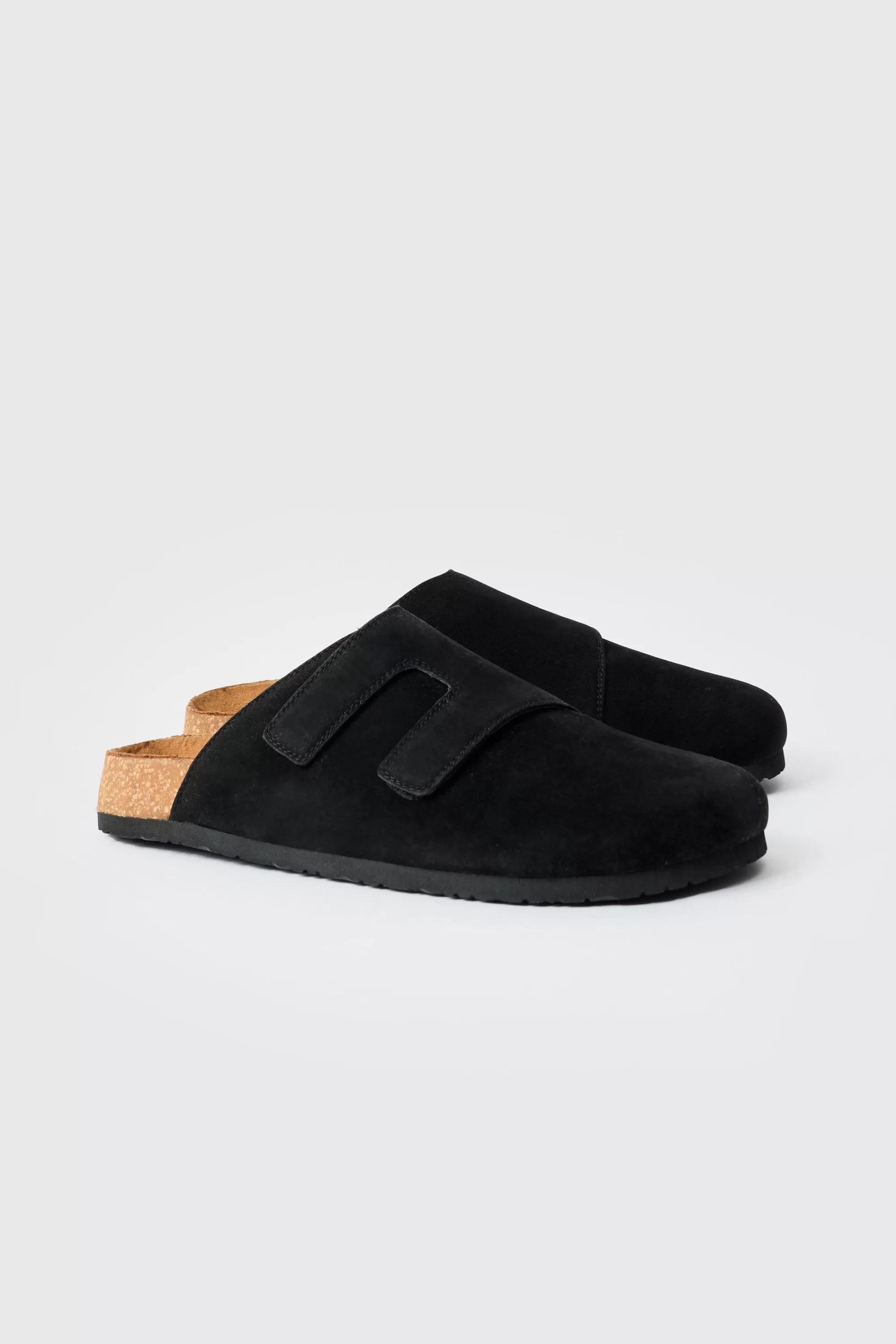 boohooMAN Faux Suede Cross Over Strap Mule In | UK