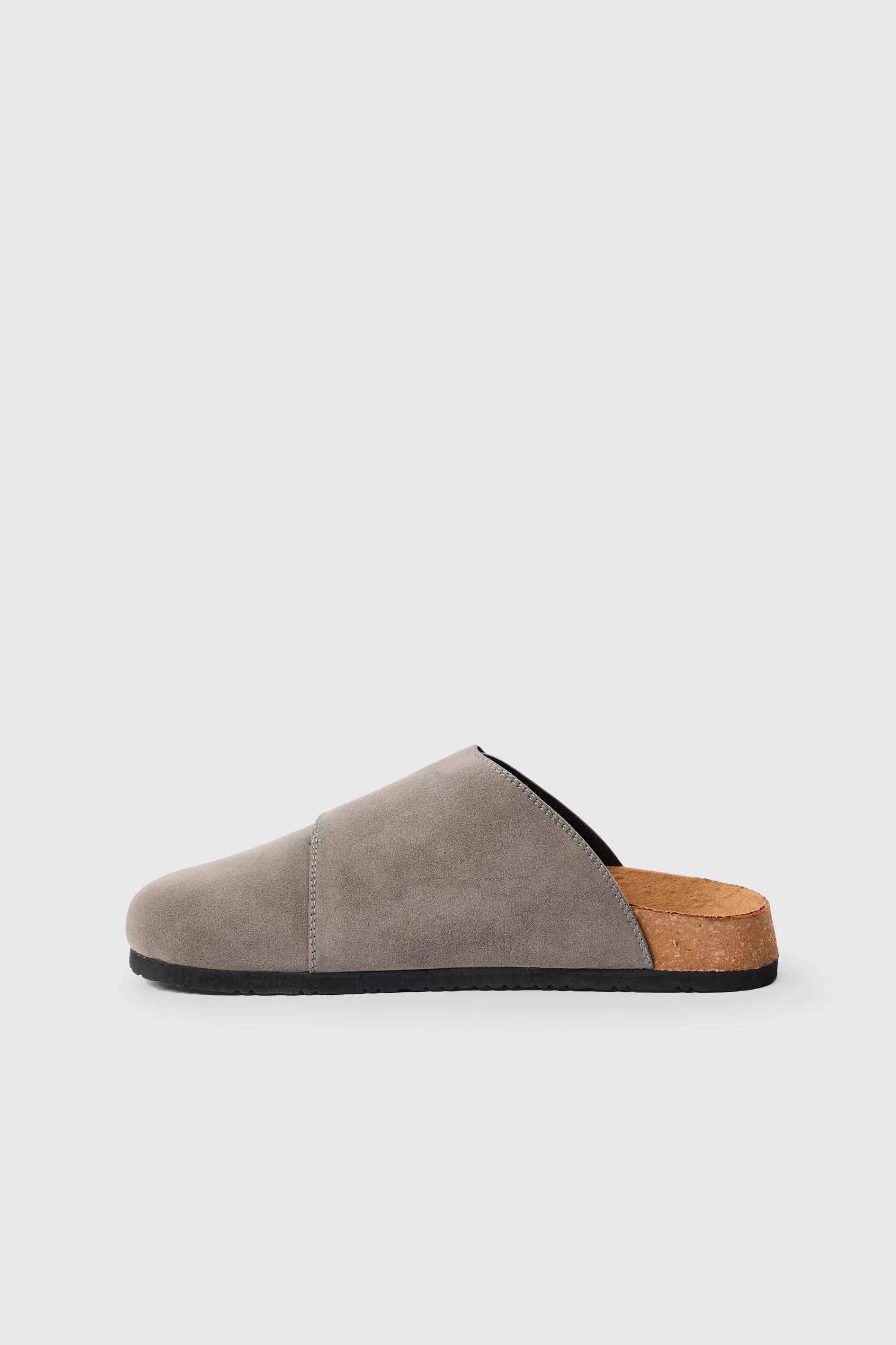 boohooMAN Faux Suede Cross Over Strap Mule In | UK