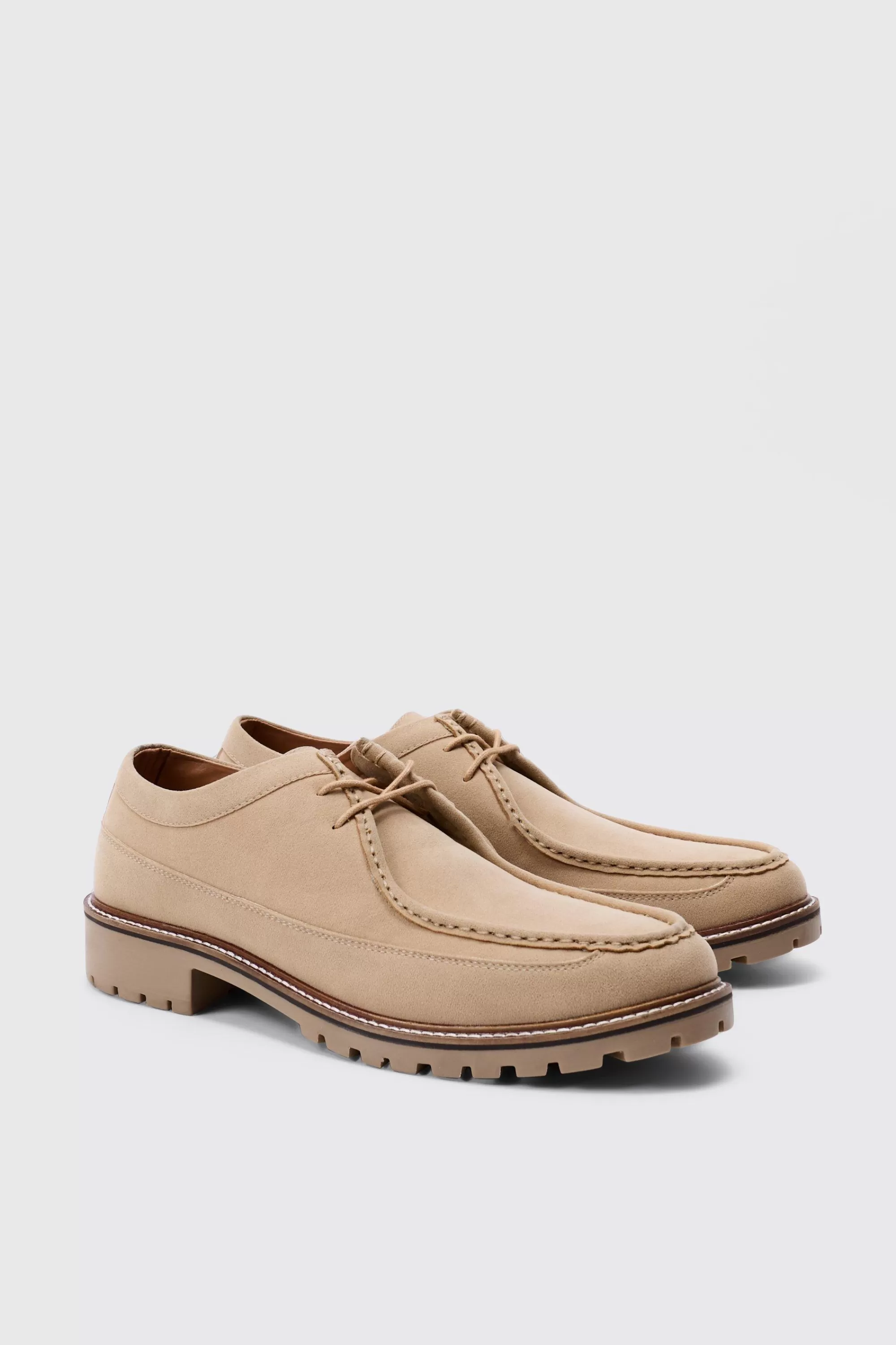 boohooMAN Faux Suede Derby Shoes In | UK
