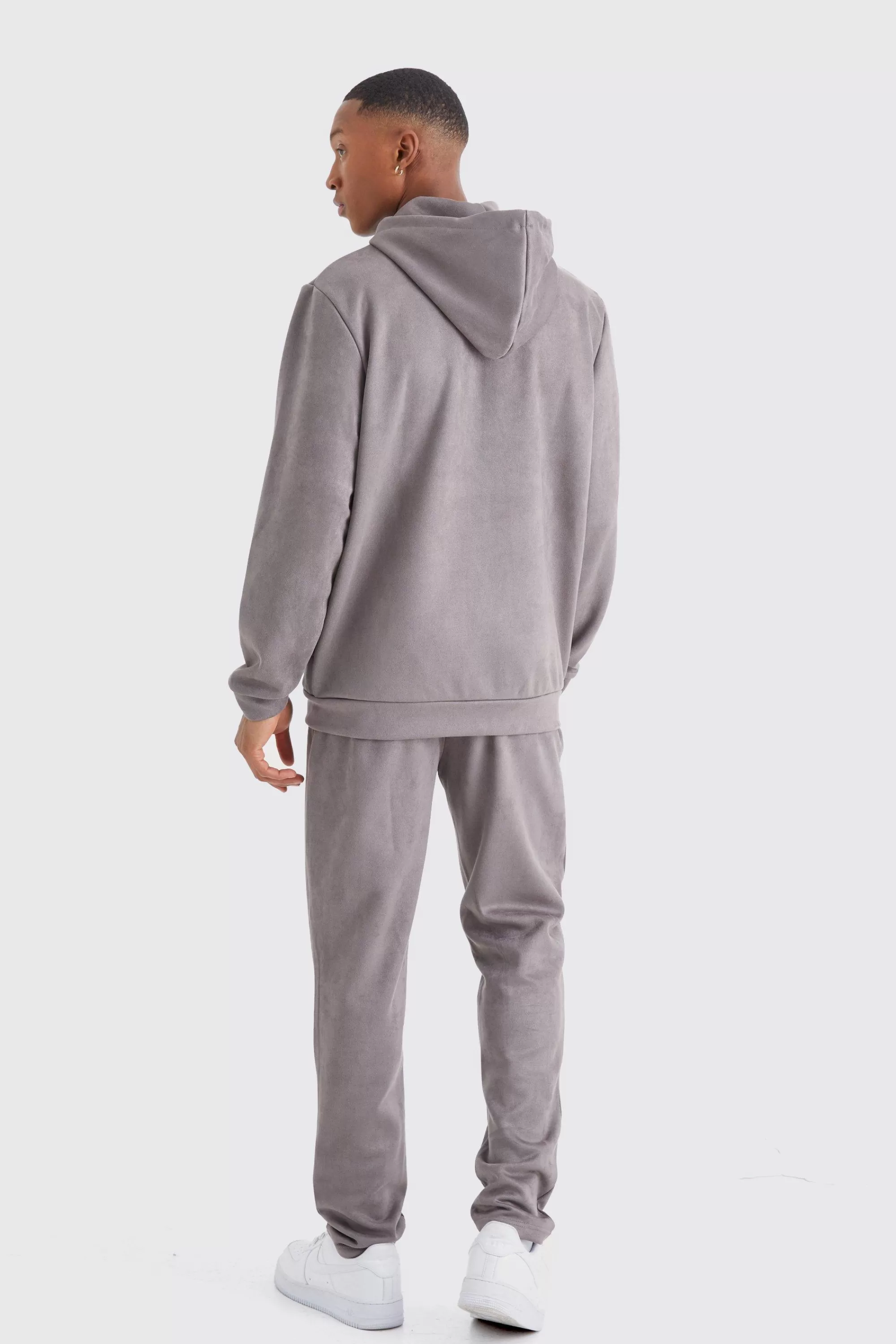 boohooMAN Faux Suede Zip Through Hoodie | UK