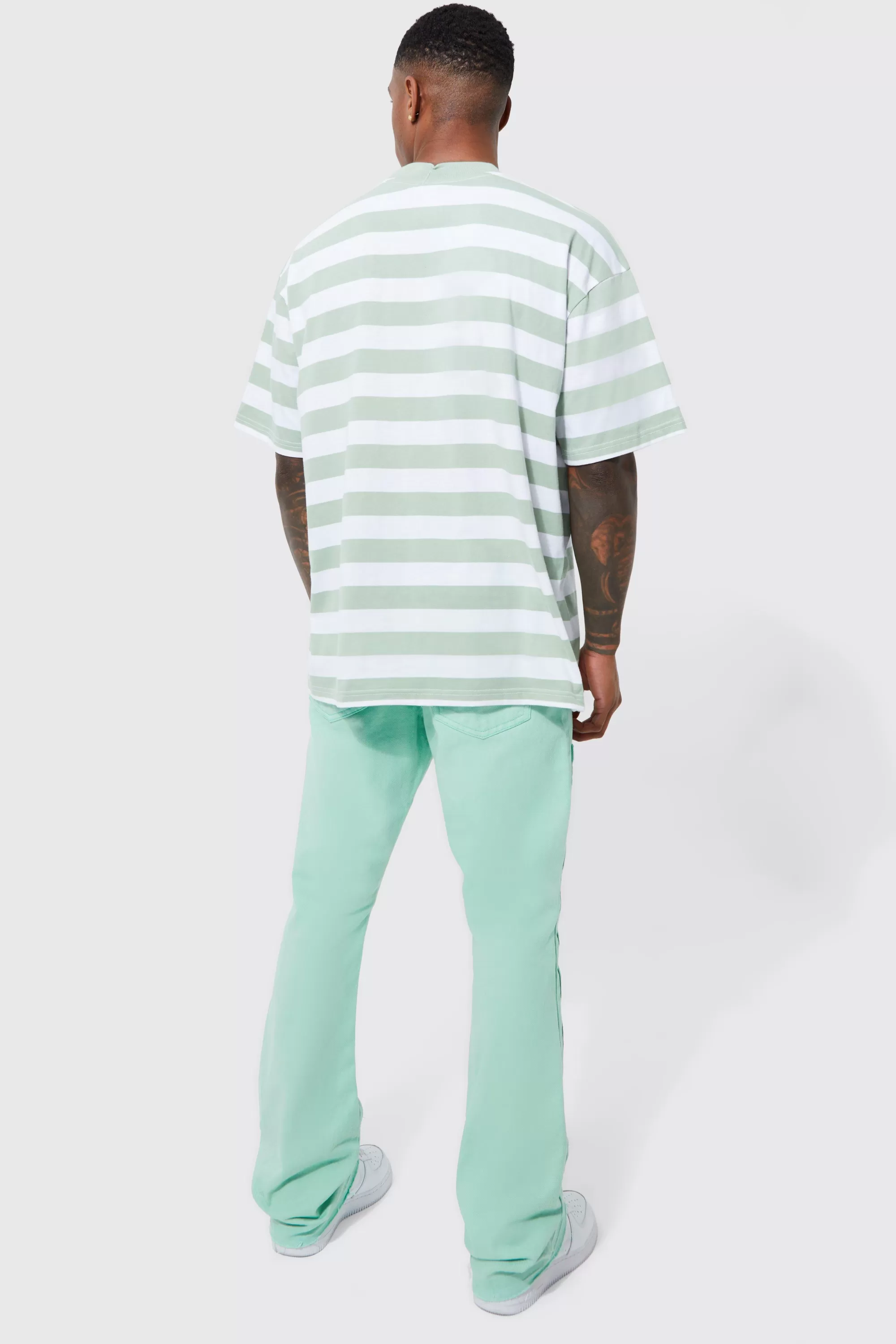 boohooMAN Fixed Skinny Stacked Carpenter Paint Trouser | UK