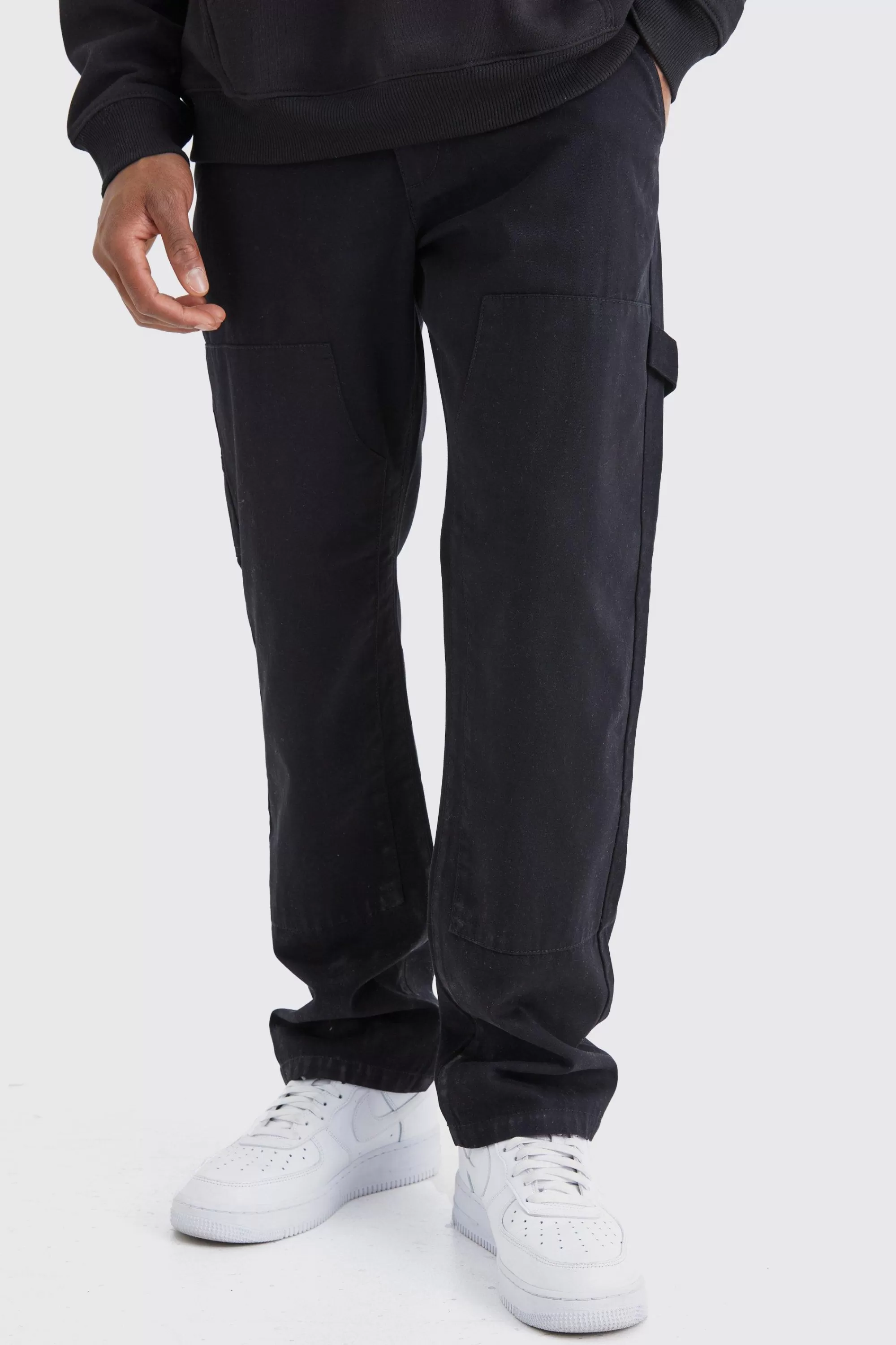 boohooMAN Fixed Waist Carpenter Trousers | UK