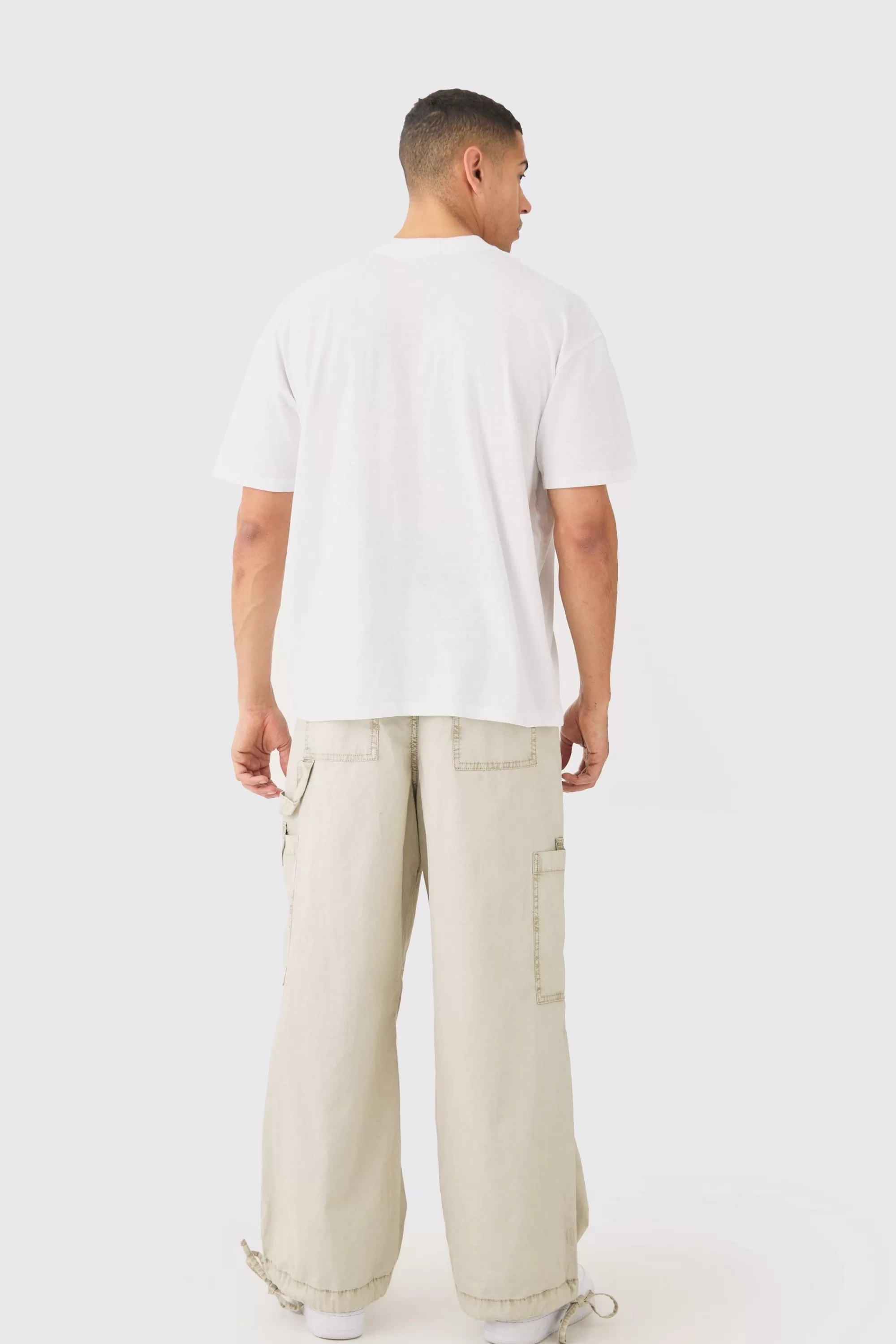 boohooMAN Fixed Waist Overdye Carpenter Parachute Trousers | UK