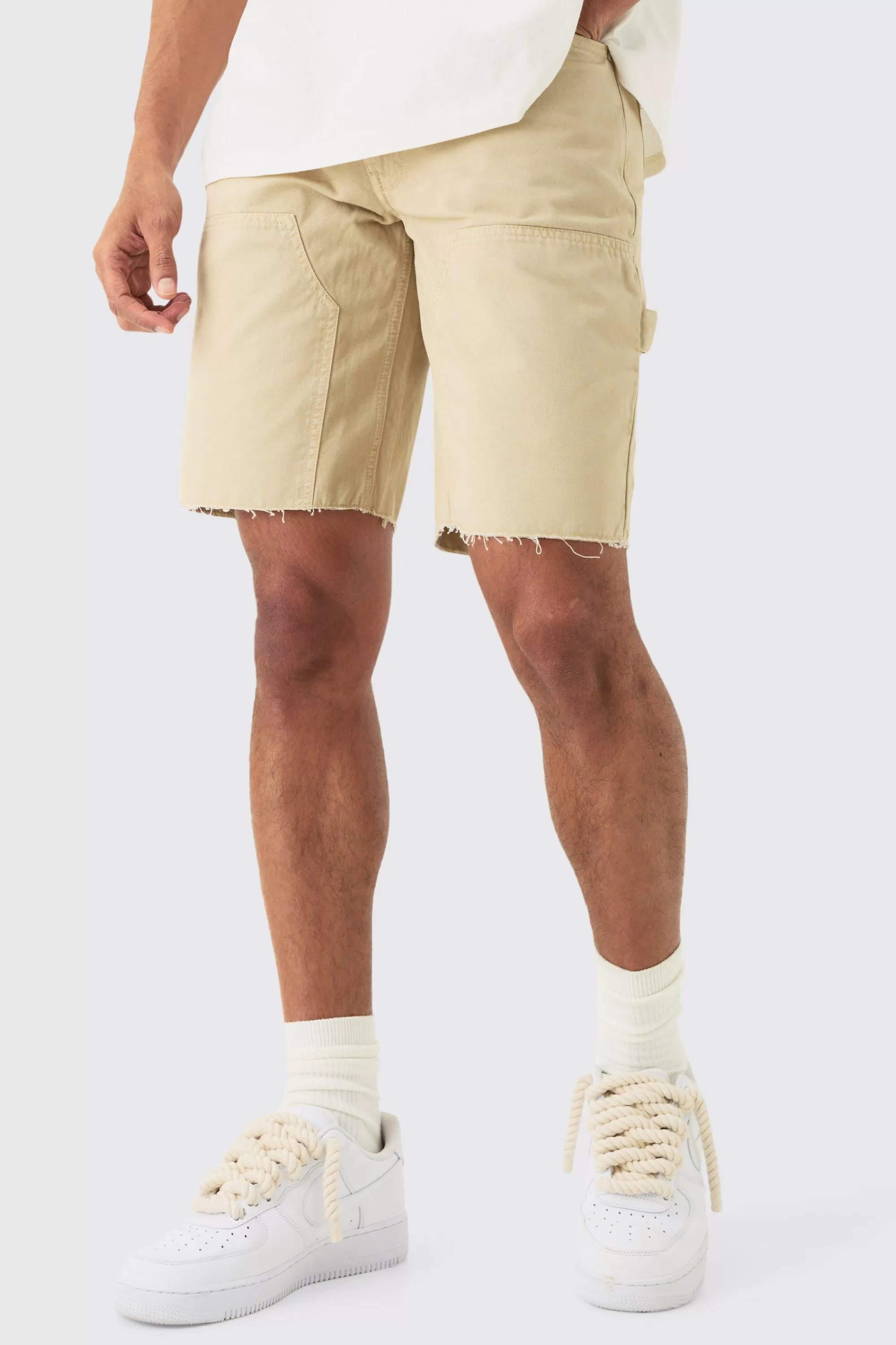 boohooMAN Fixed Waist Relaxed Carpenter Shorts | UK