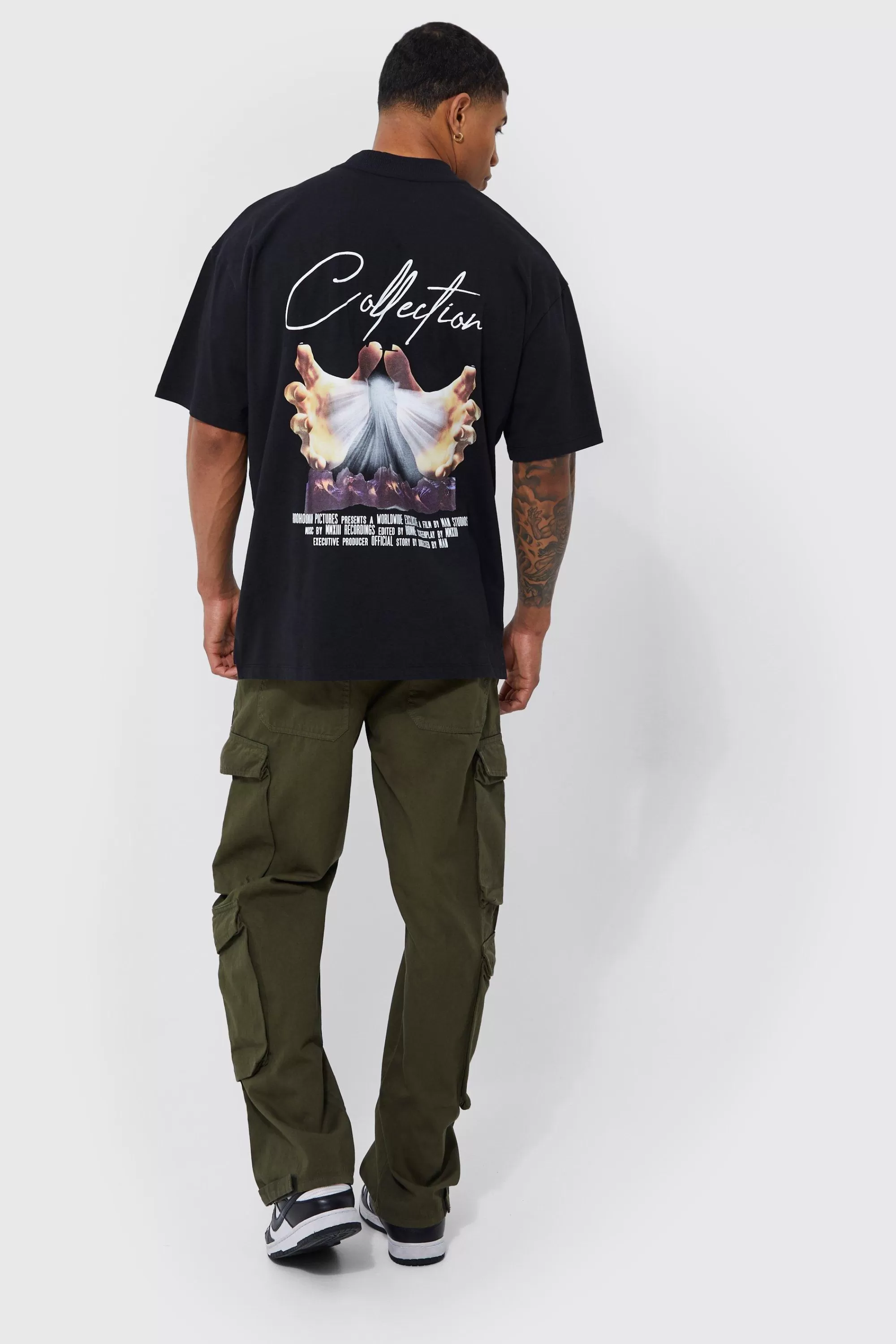 boohooMAN Fixed Waist Relaxed Peached Twill 3d Cargo Pants | UK