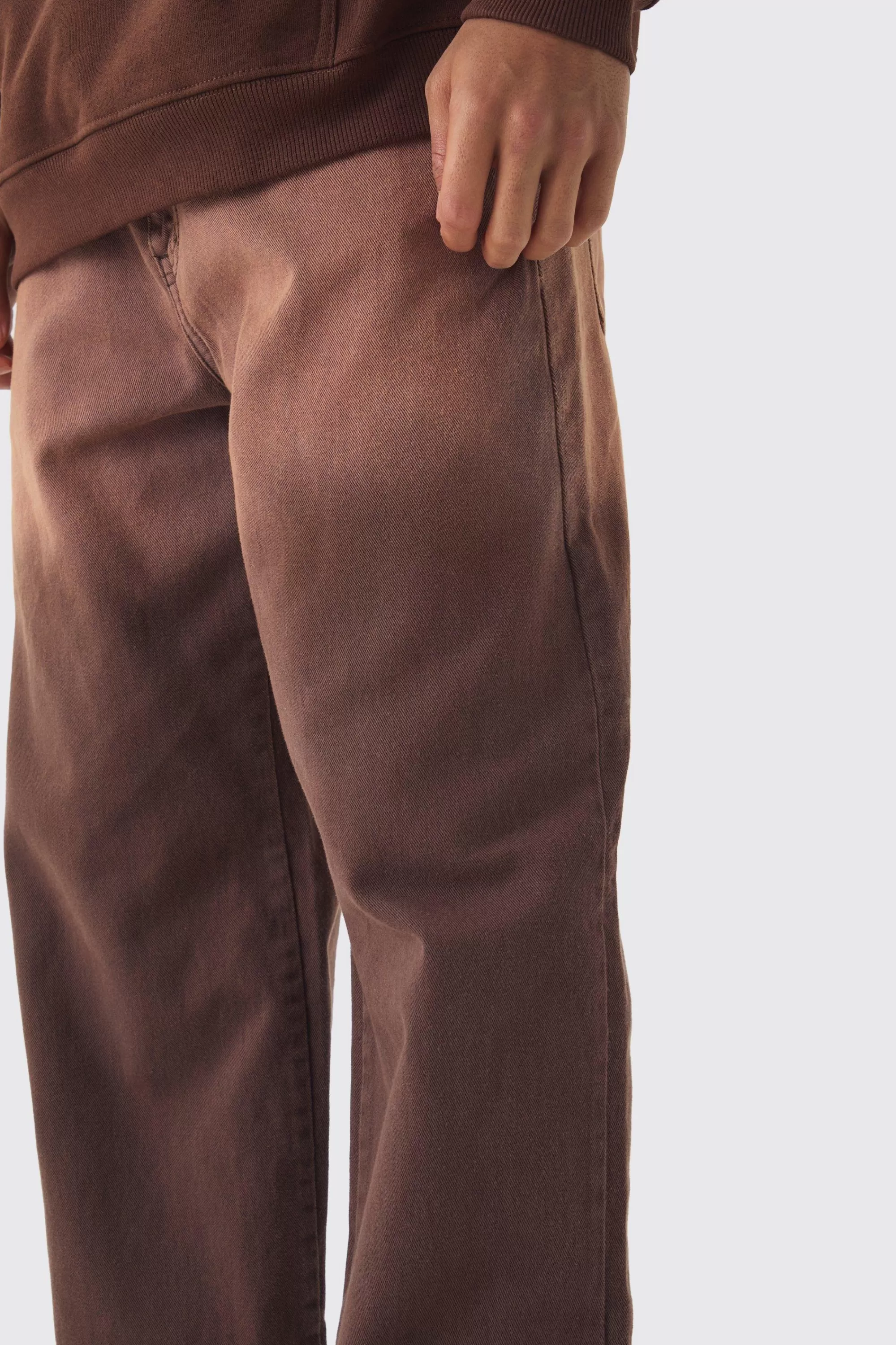 boohooMAN Fixed Waist Relaxed Raw Hem Washed Trouser | UK