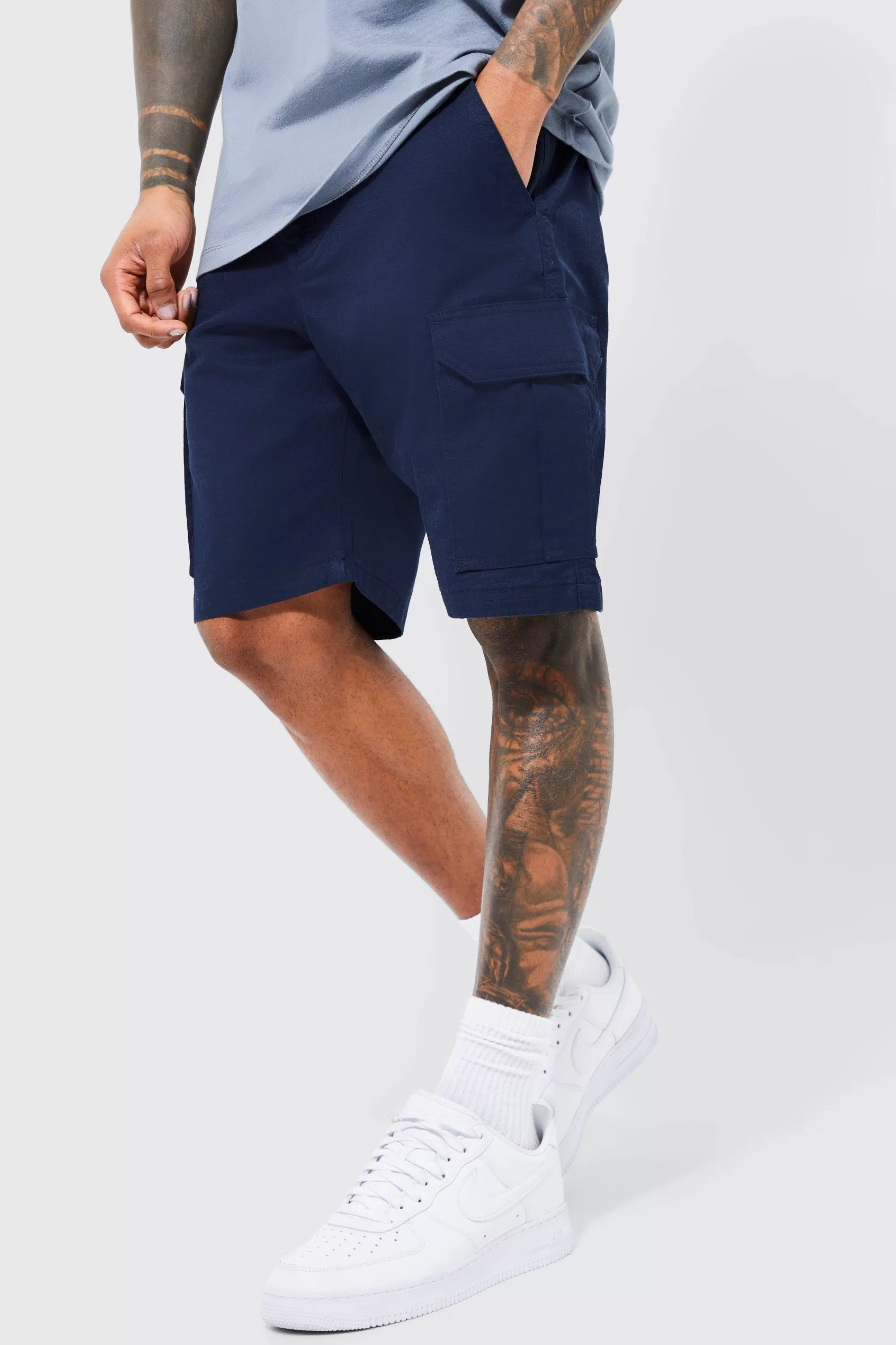 boohooMAN Fixed Waist Relaxed Ripstop Cargo Short | UK