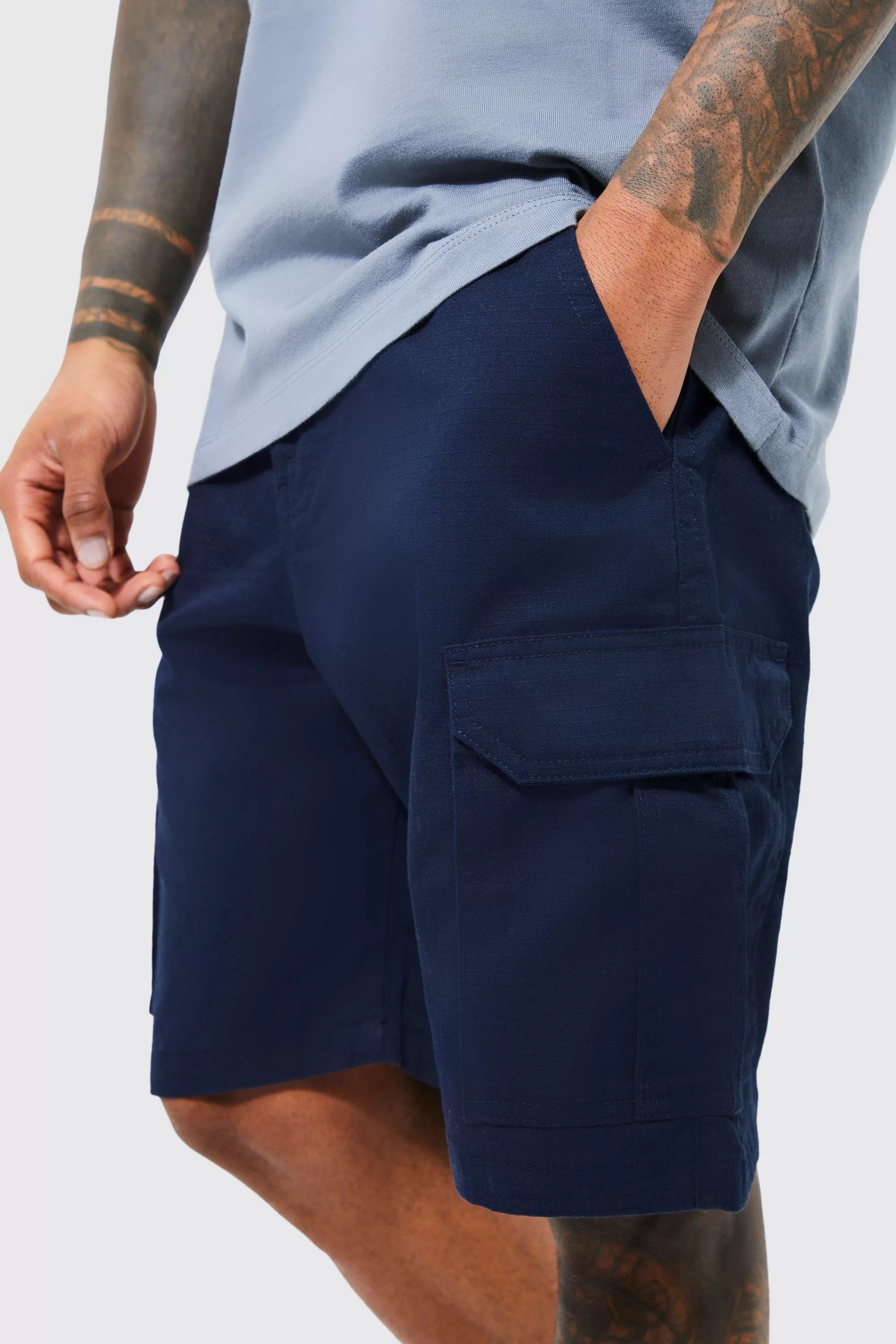 boohooMAN Fixed Waist Relaxed Ripstop Cargo Short | UK