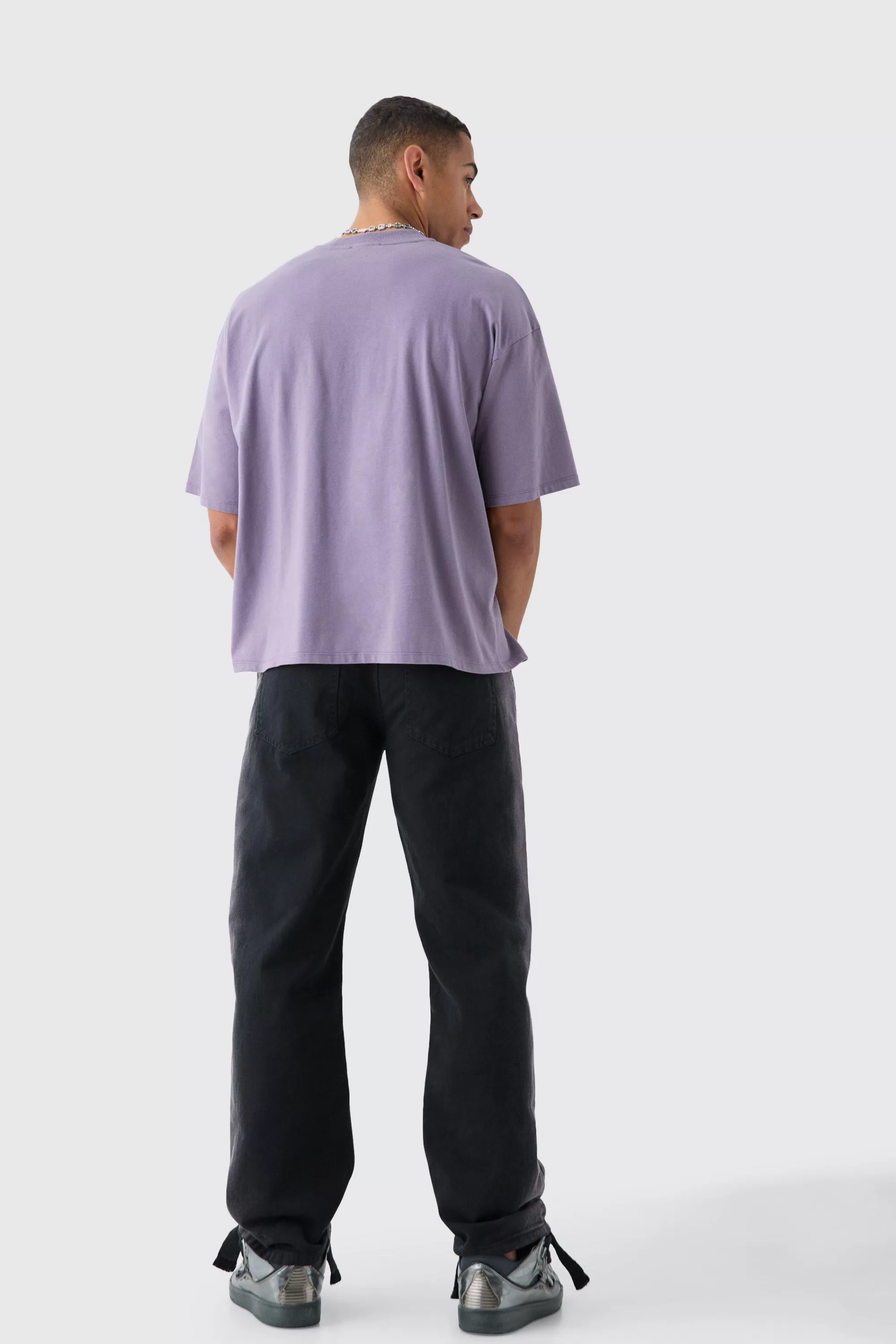 boohooMAN Fixed Waist Relaxed Washed Panel Trouser | UK