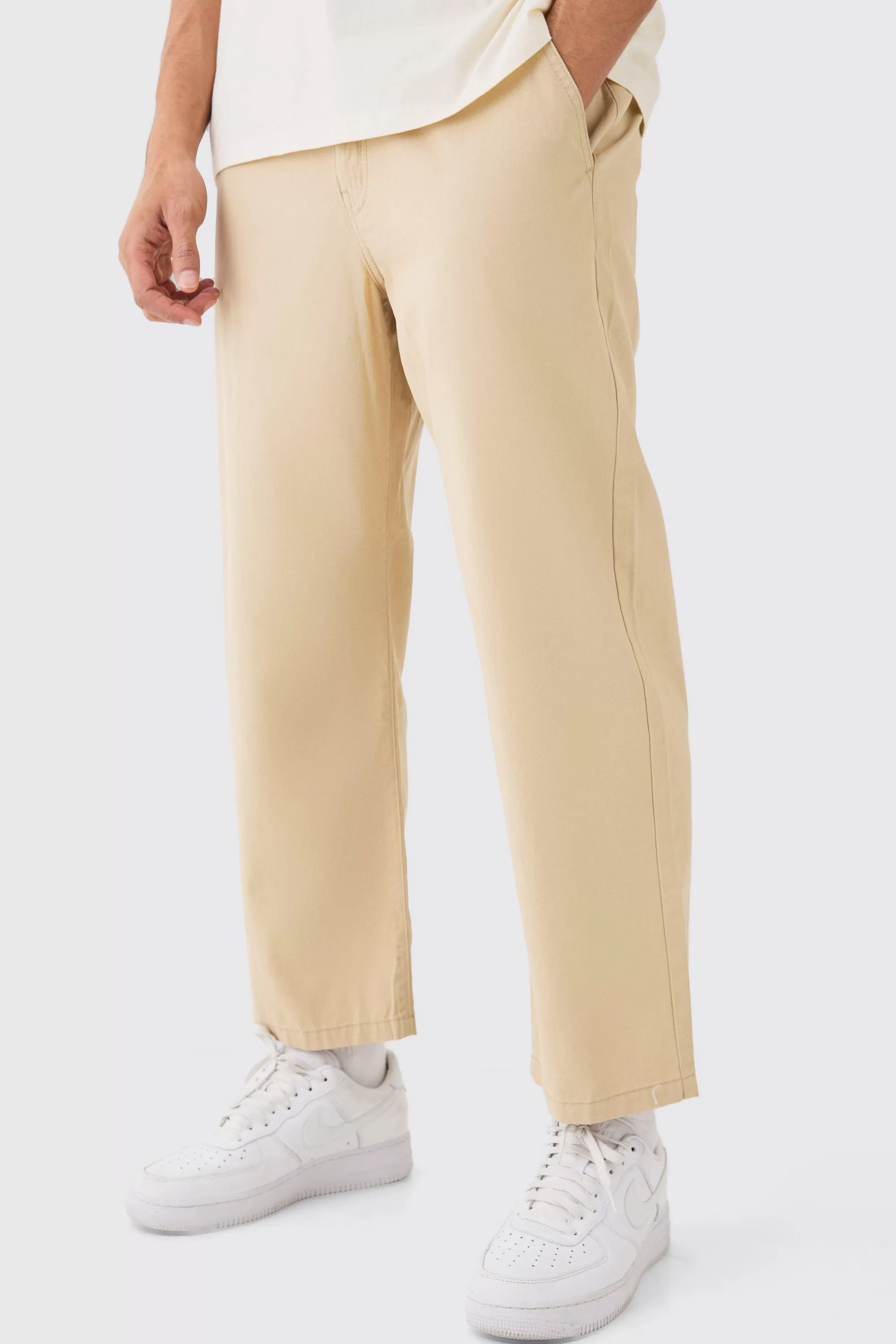 boohooMAN Fixed Waist Skate Cropped Chino Trouser | UK
