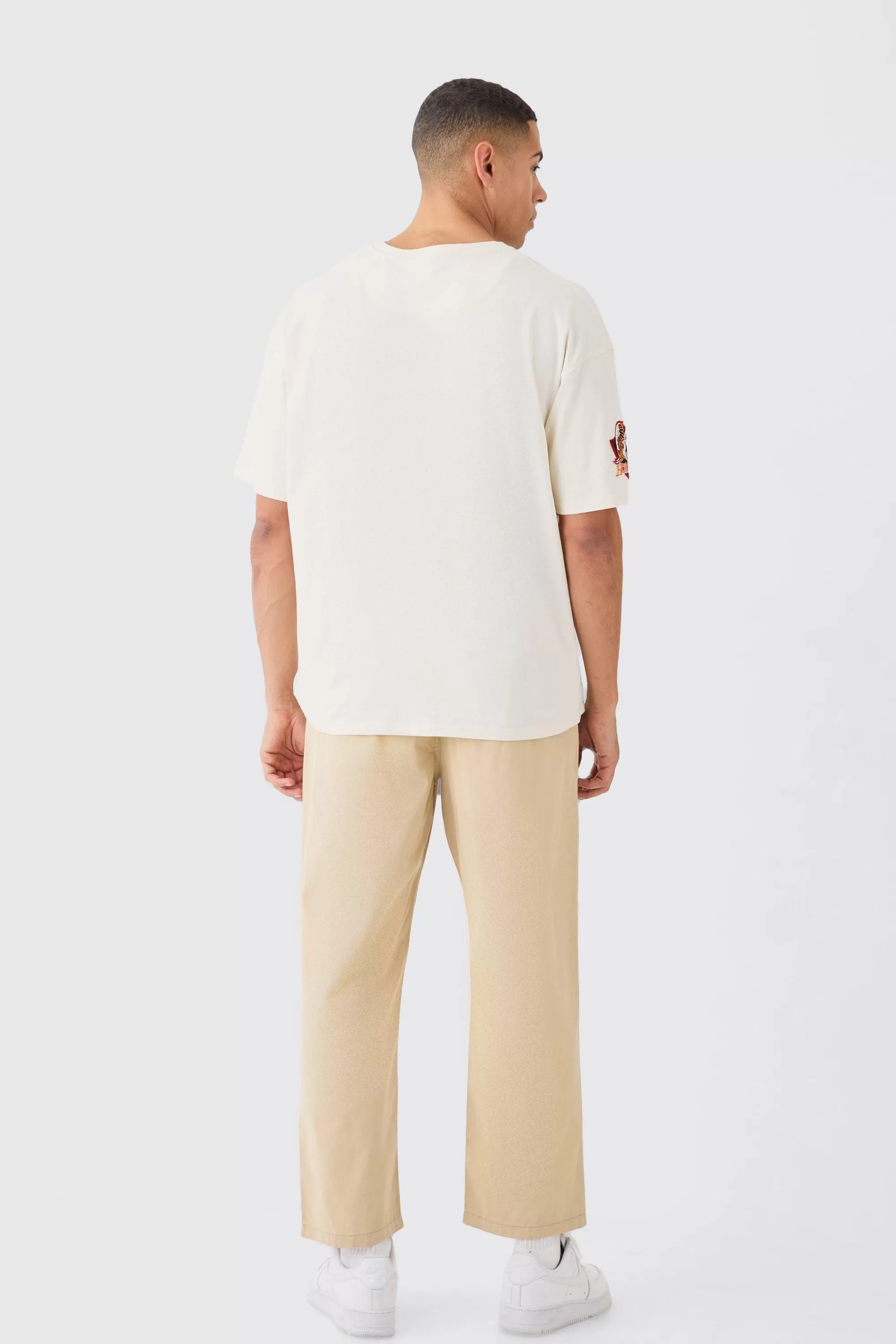 boohooMAN Fixed Waist Skate Cropped Chino Trouser | UK