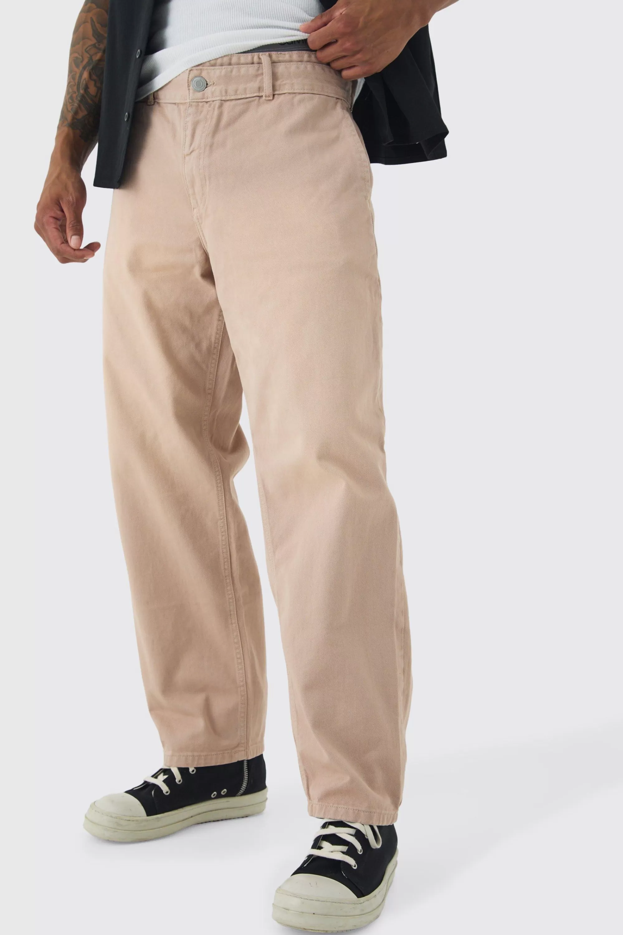boohooMAN Fixed Waist Skate Twill Trousers | UK