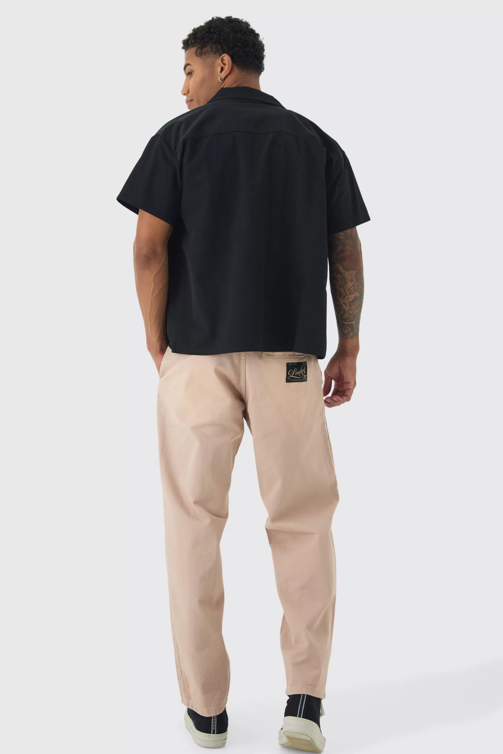 boohooMAN Fixed Waist Skate Twill Trousers | UK