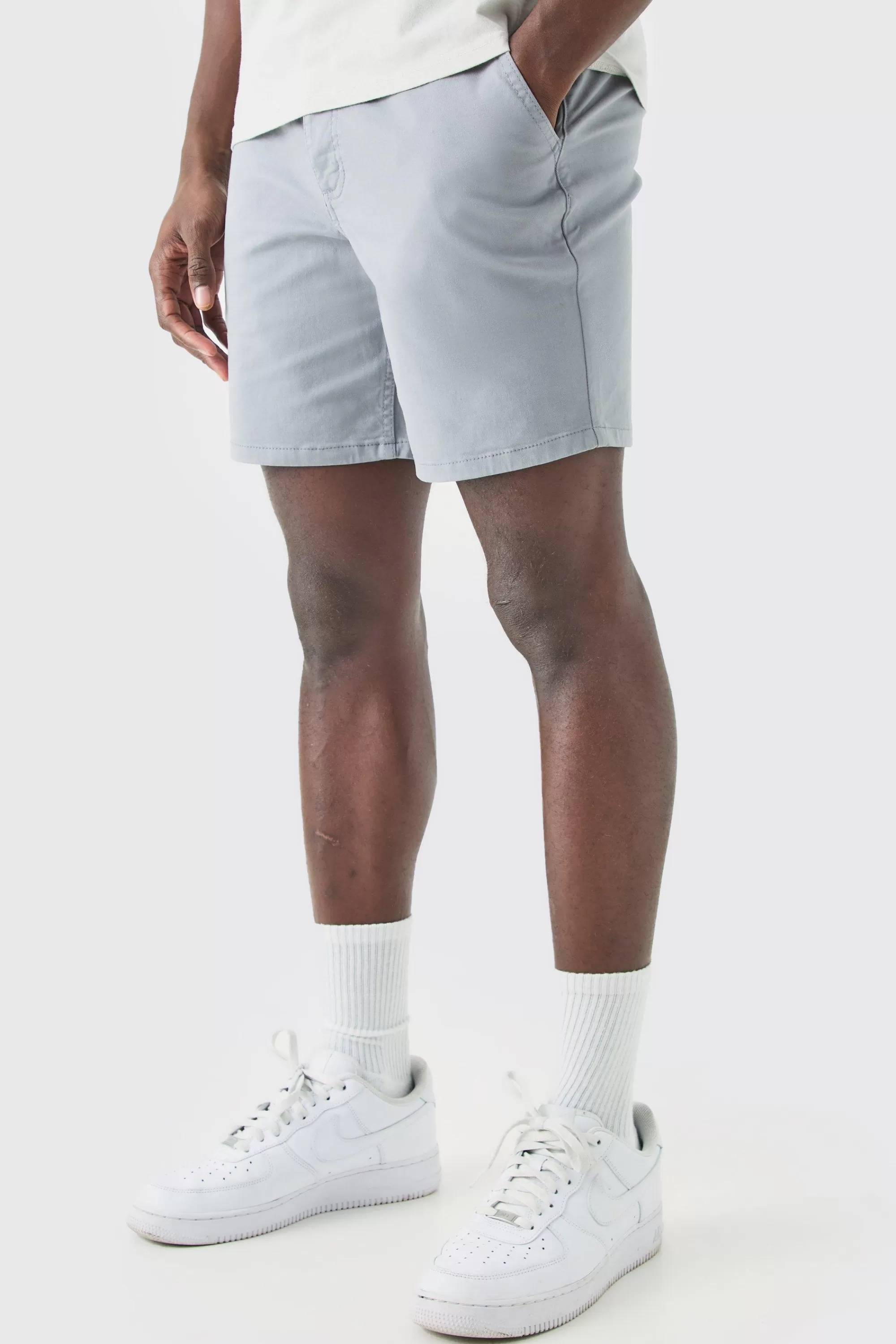 boohooMAN Fixed Waist Skinny Fit Chino Shorts | UK