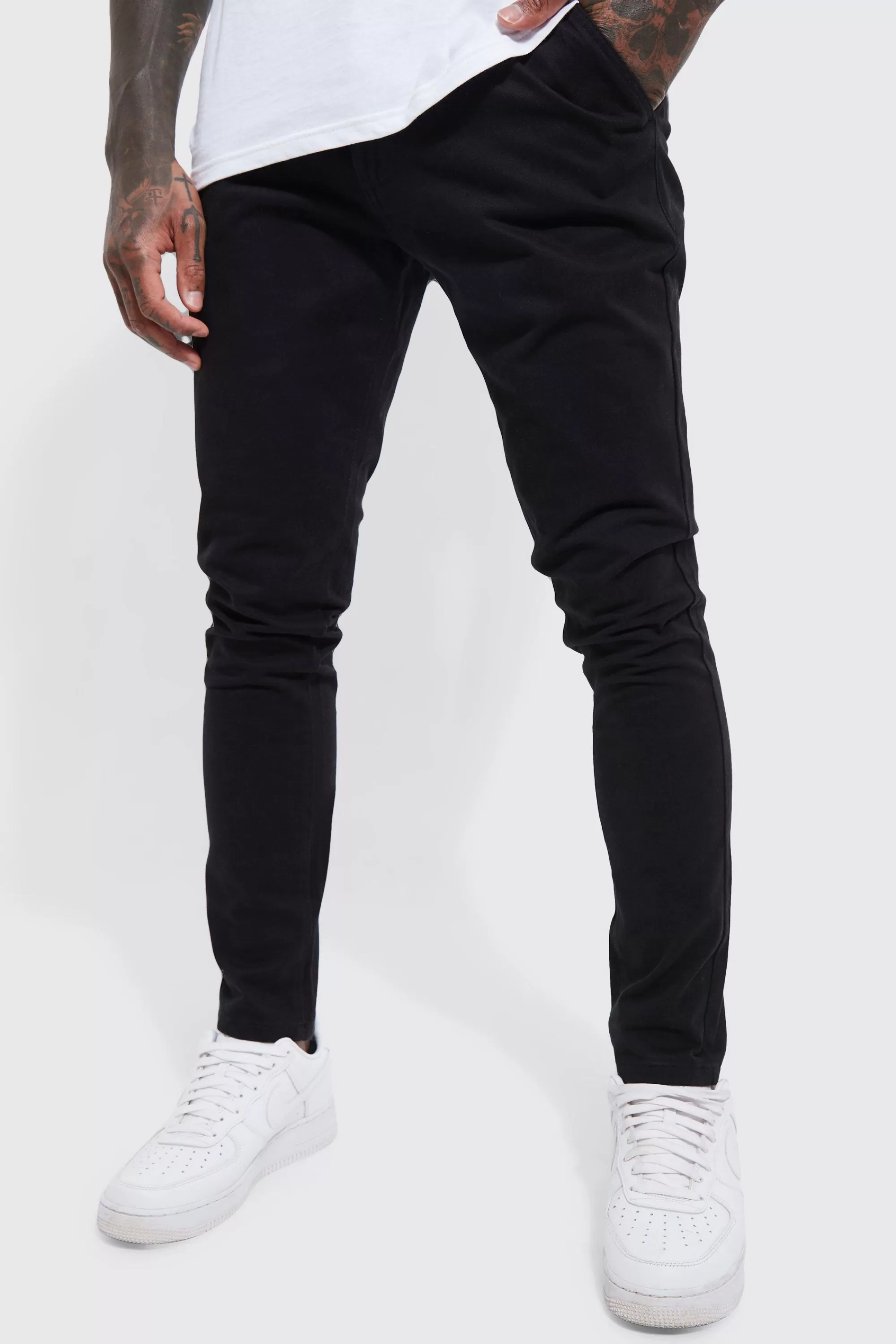 boohooMAN Fixed Waist Skinny Fit Chino Trousers | UK