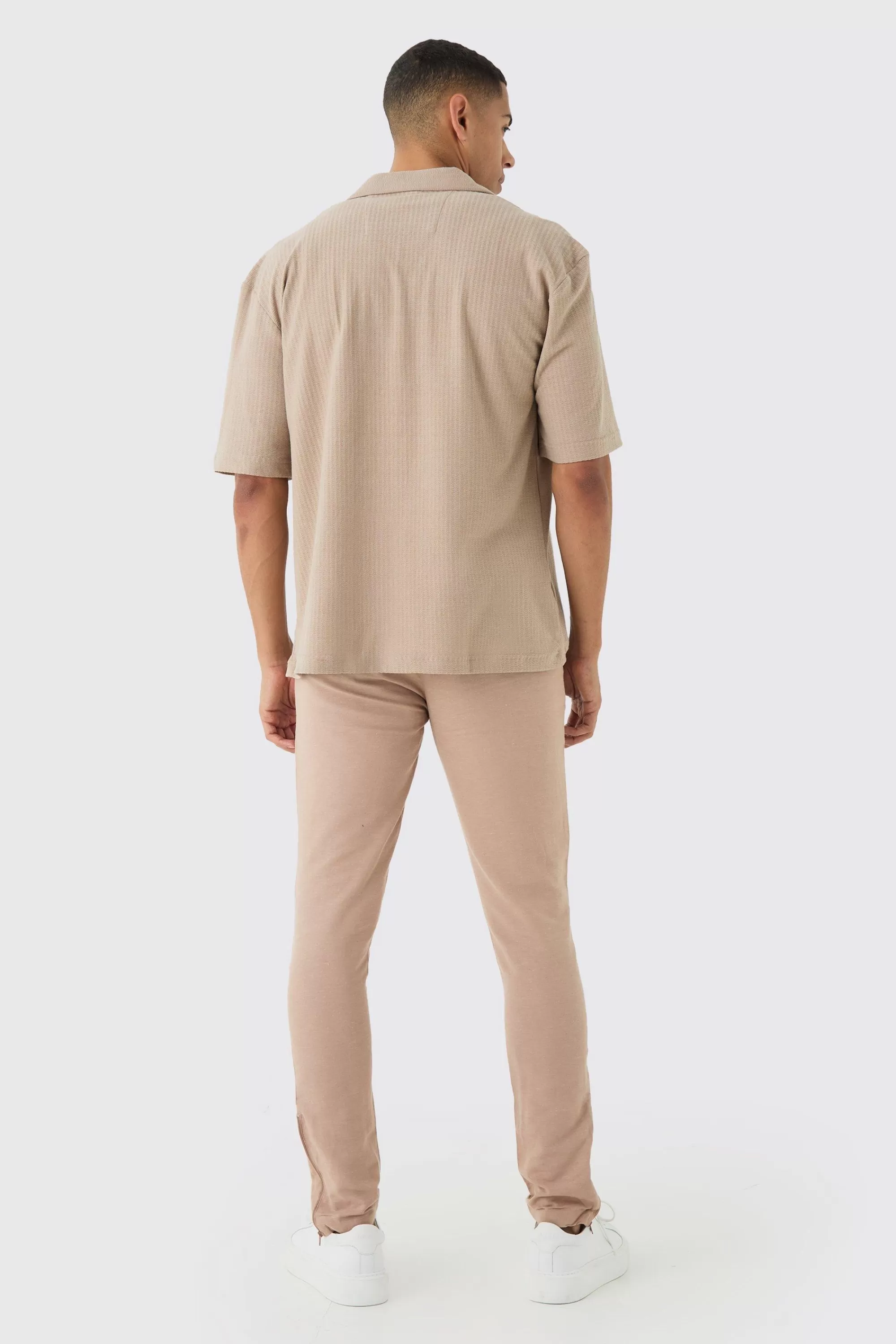 boohooMAN Fixed Waist Skinny Linen Trouser | UK