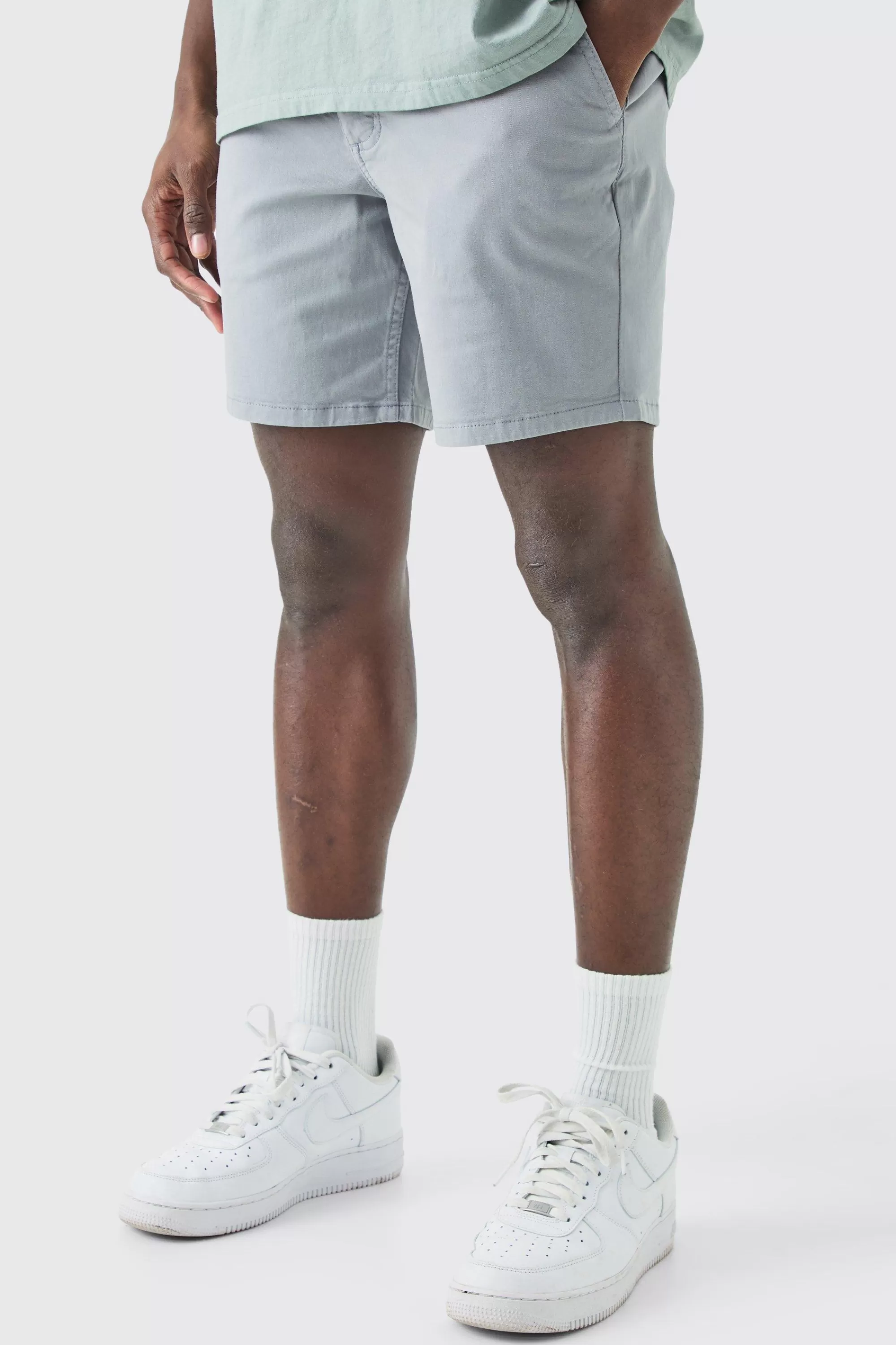 boohooMAN Fixed Waist Slim Fit Chino Shorts | UK
