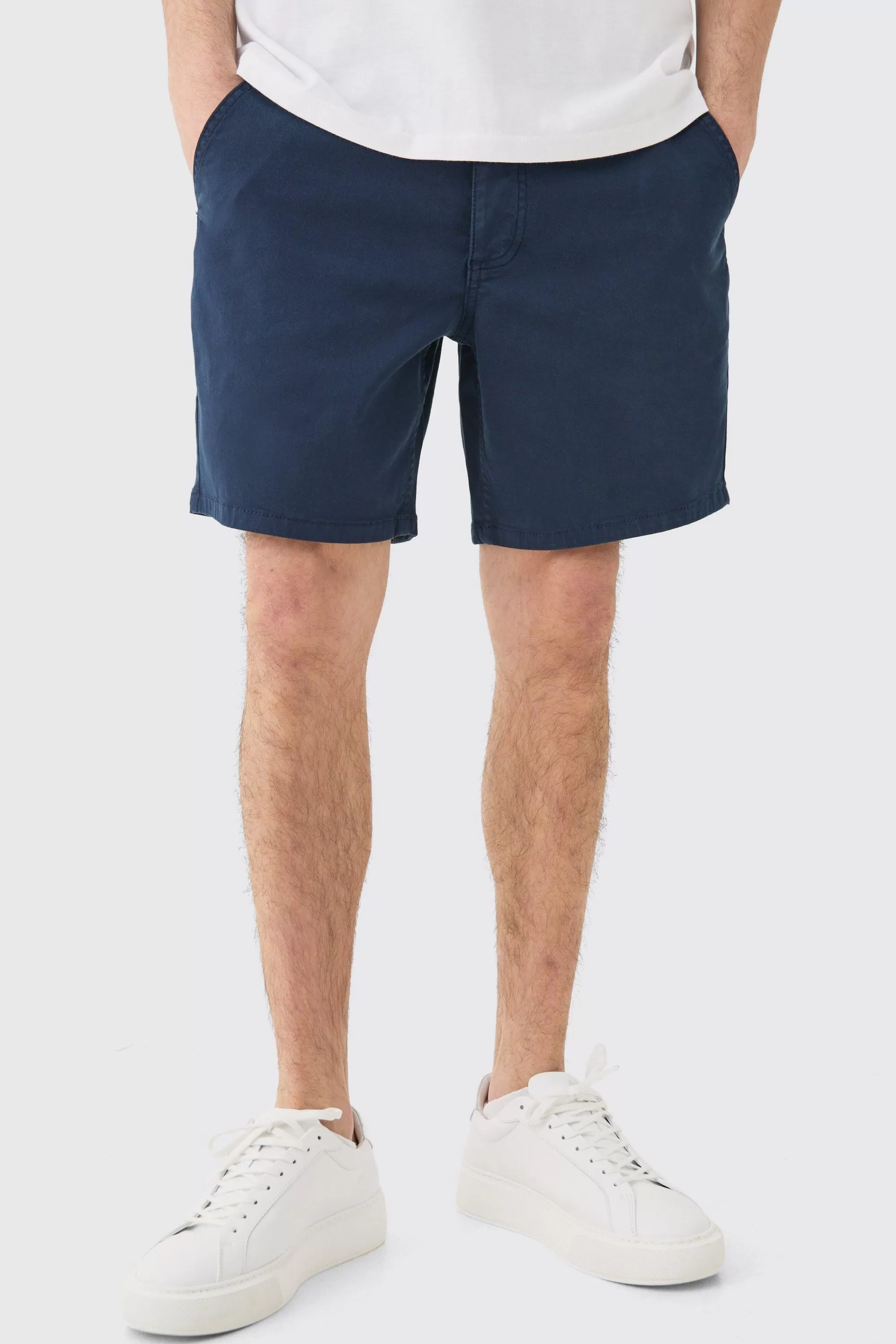 boohooMAN Fixed Waist Slim Fit Chino Shorts | UK