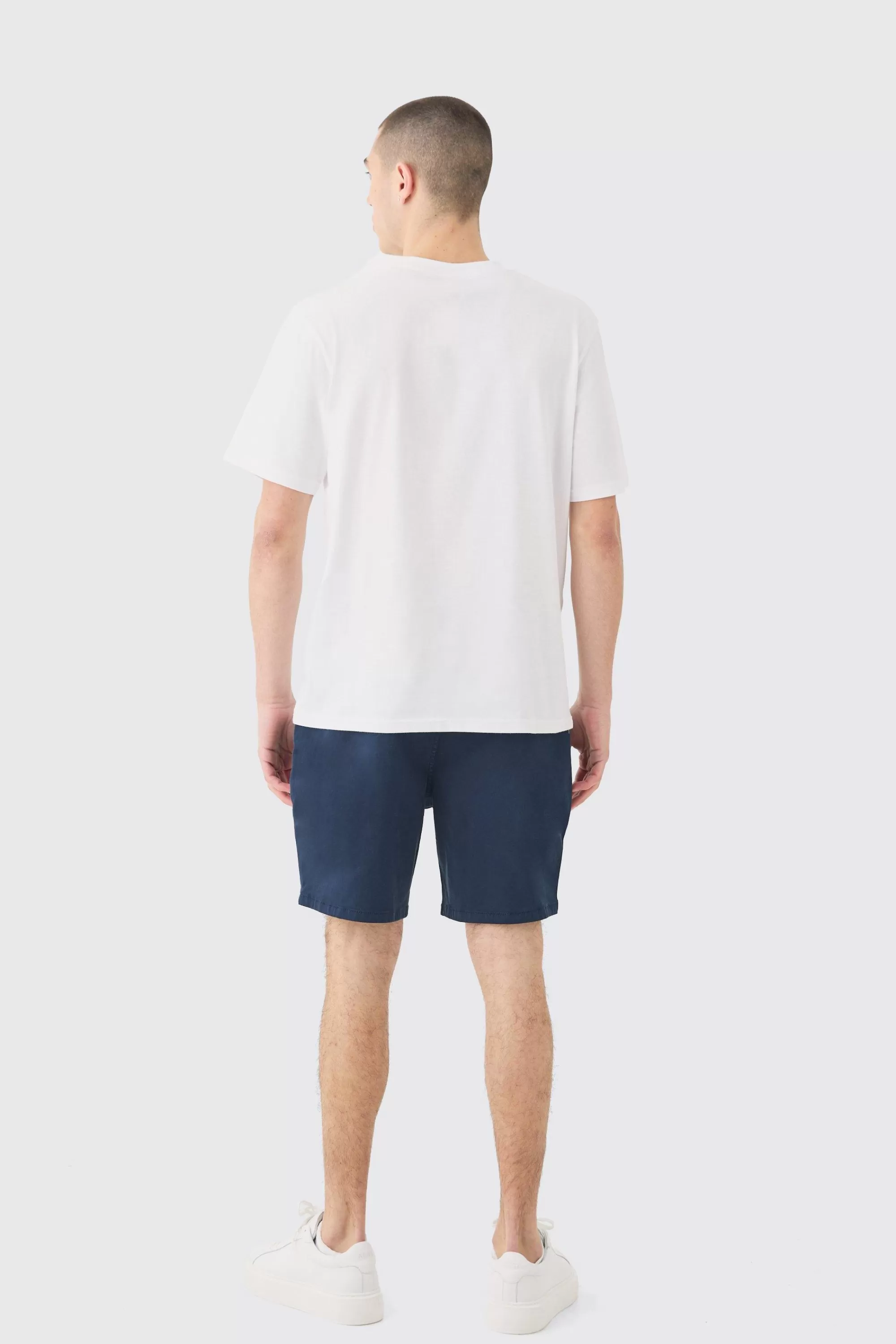 boohooMAN Fixed Waist Slim Fit Chino Shorts | UK
