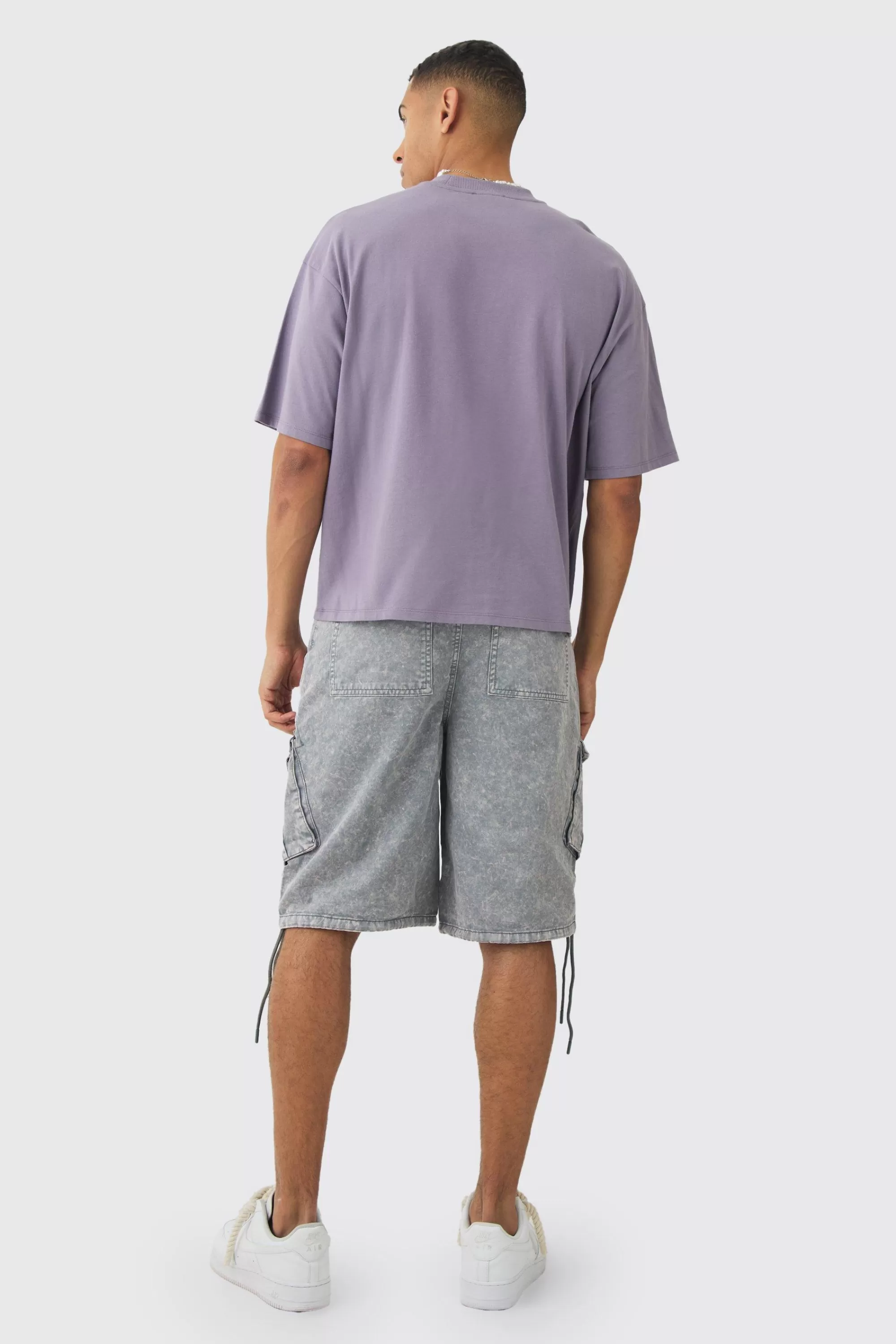boohooMAN Fixed Waist Washed Cargo Jort | UK
