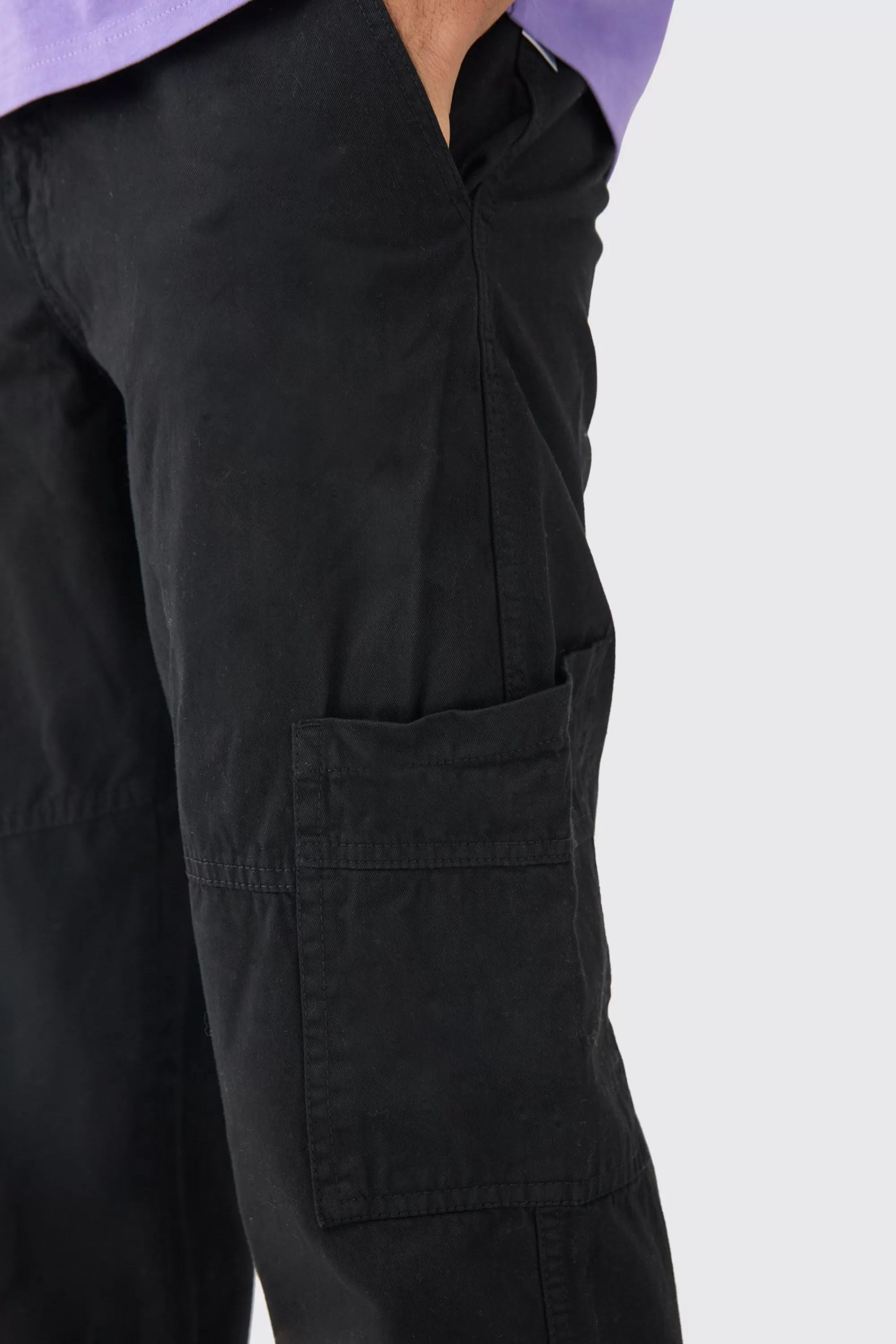 boohooMAN Fixed Waist Zip Off Split Hem Relaxed Trouser | UK