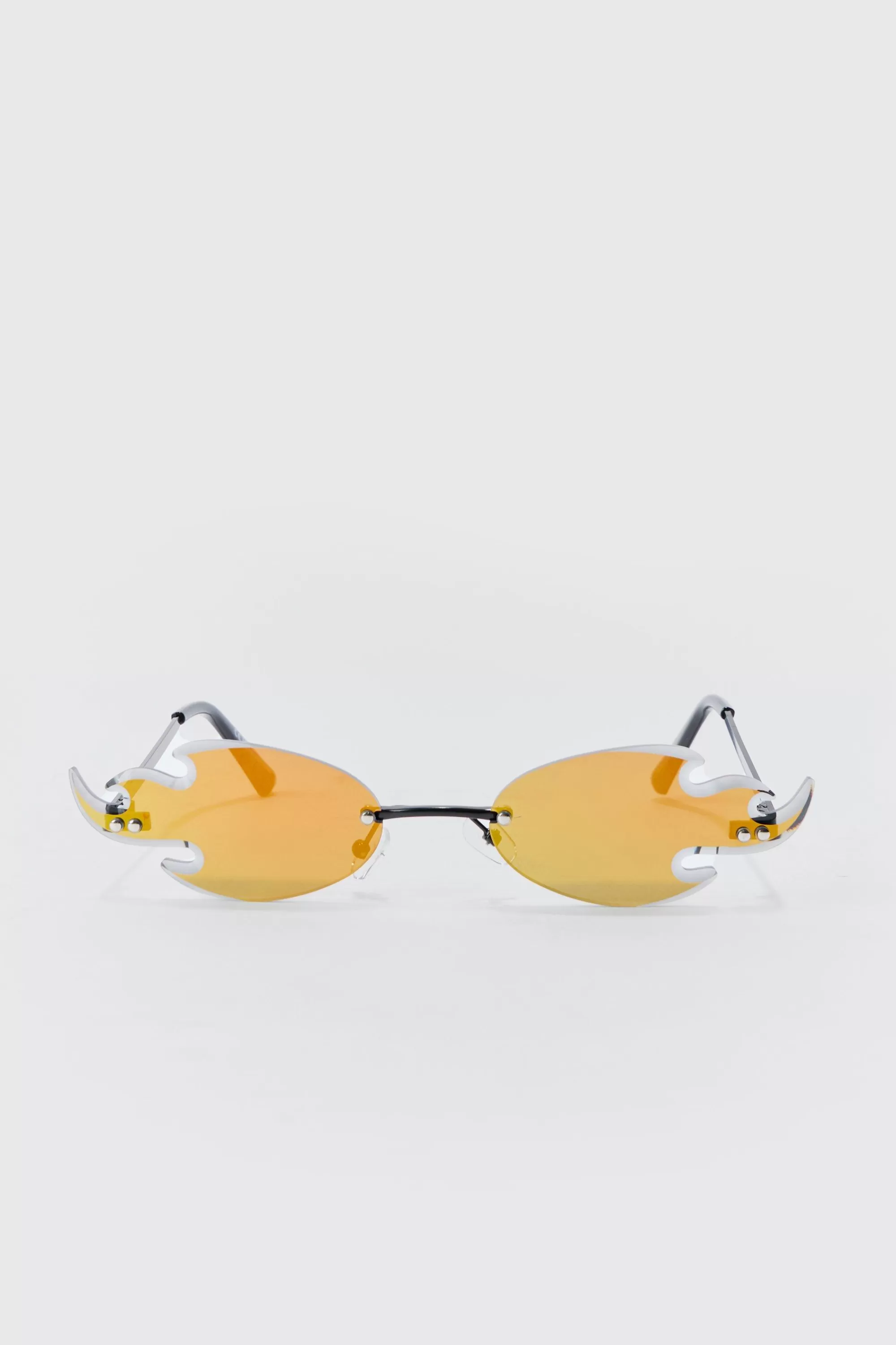 boohooMAN Flame Rimless Sunglasses In | UK