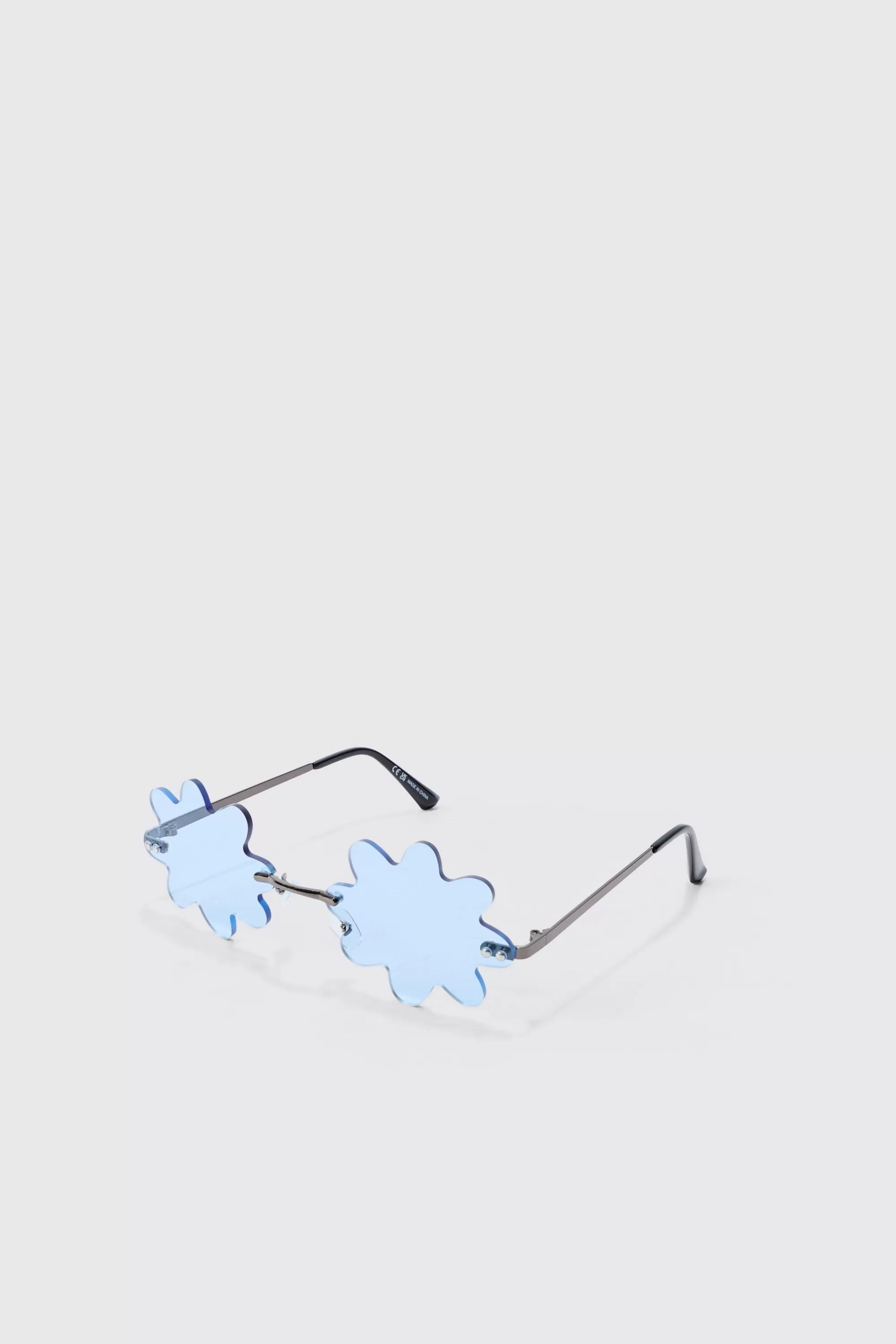 boohooMAN Flower Rimless Sunglasses In | UK
