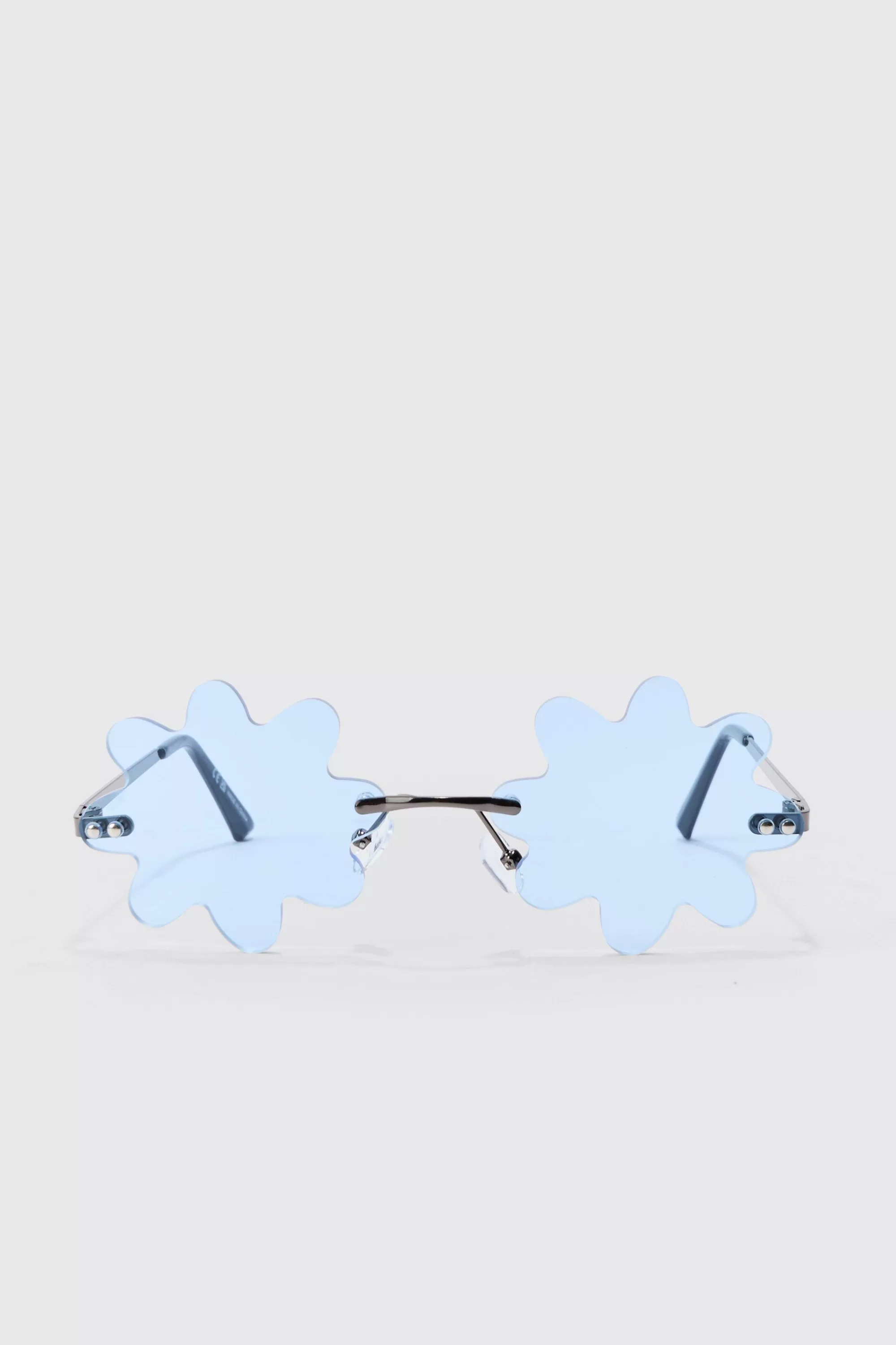 boohooMAN Flower Rimless Sunglasses In | UK