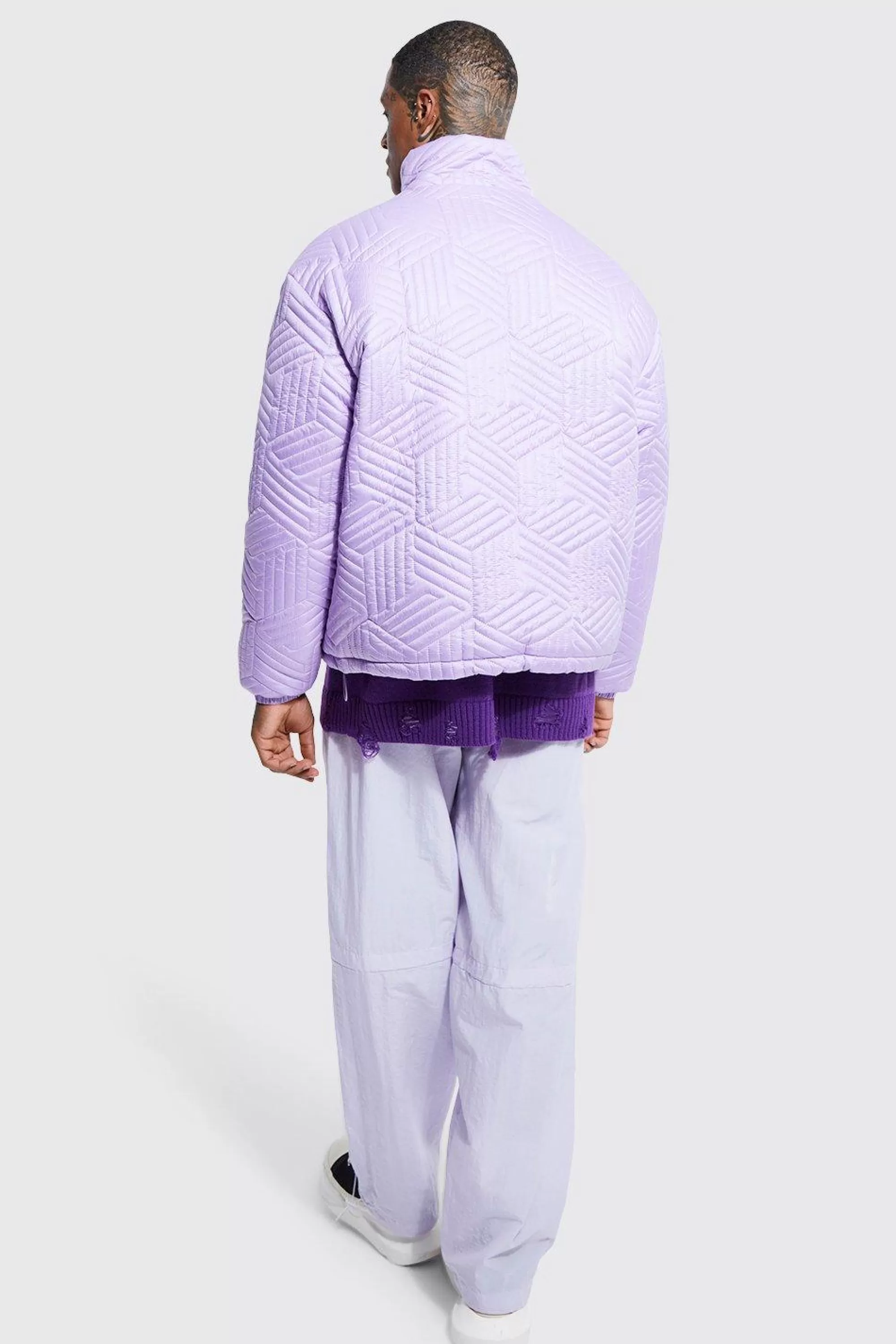 boohooMAN Funnel Neck Oversized Quilted Puffer | UK