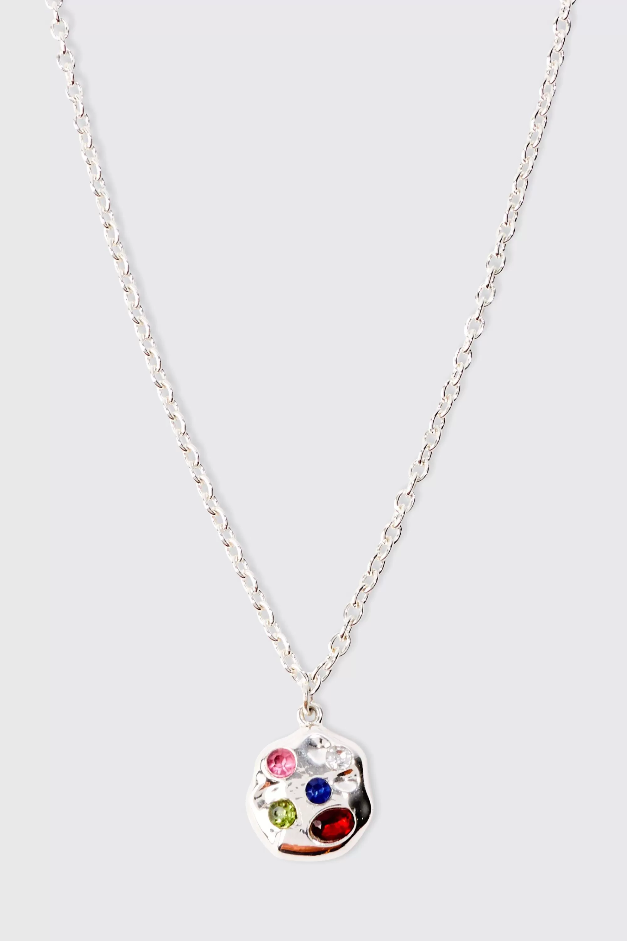 boohooMAN Gem Pendant Chain Necklace In | UK
