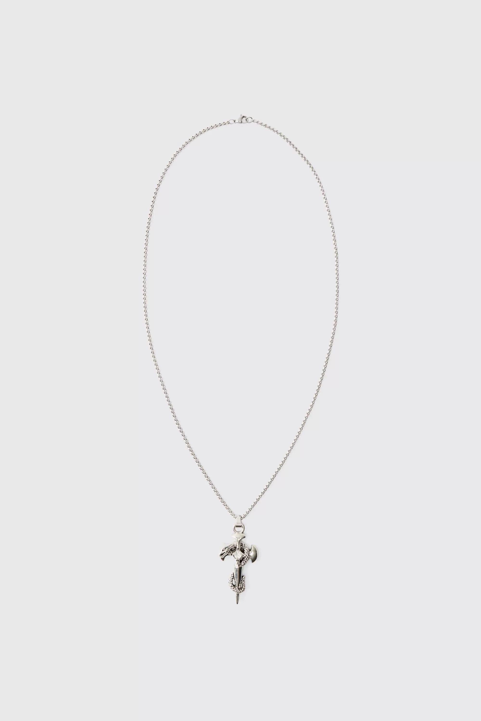 boohooMAN Gothic Cross Pendant Necklace In | UK