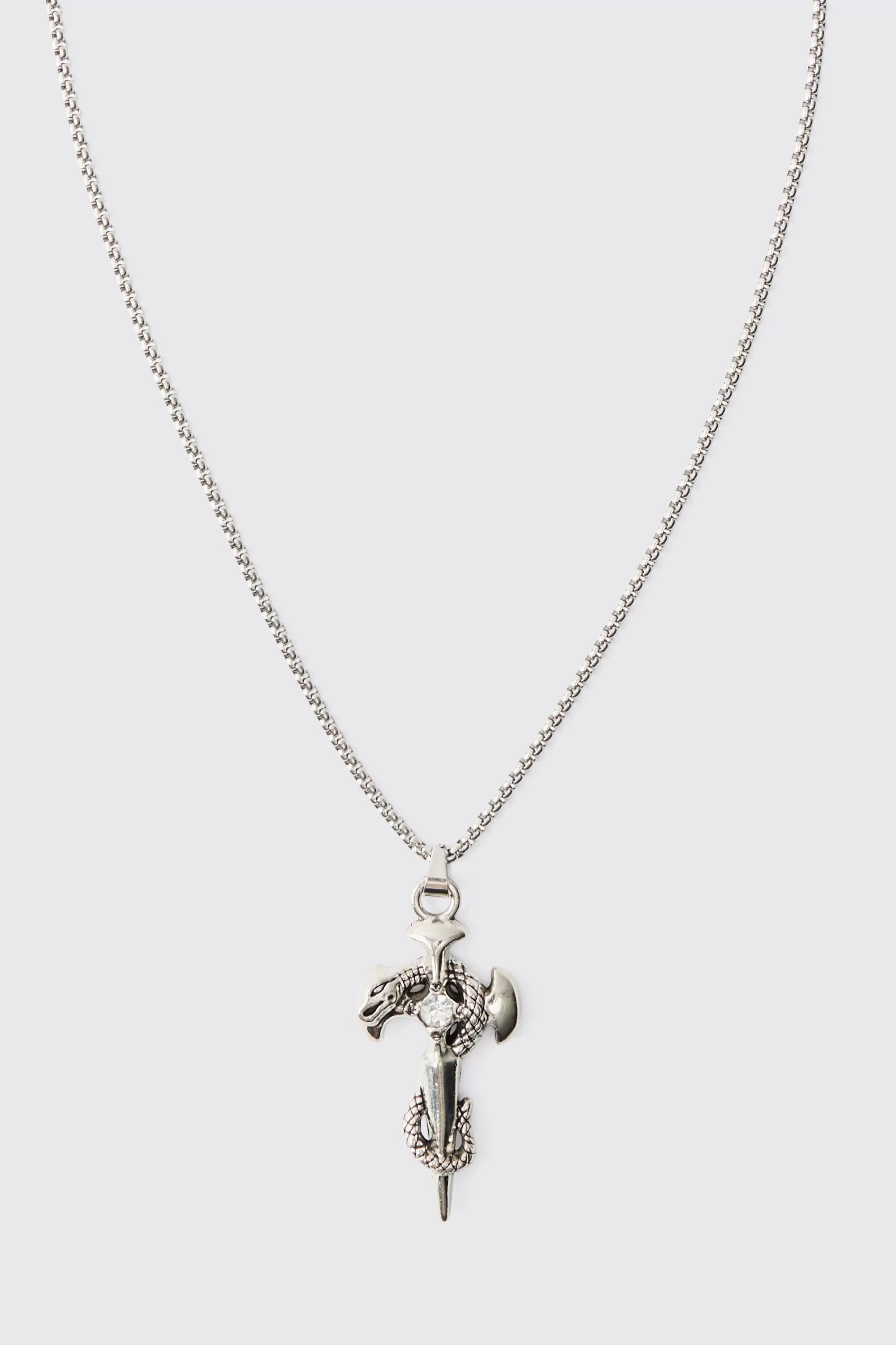 boohooMAN Gothic Cross Pendant Necklace In | UK