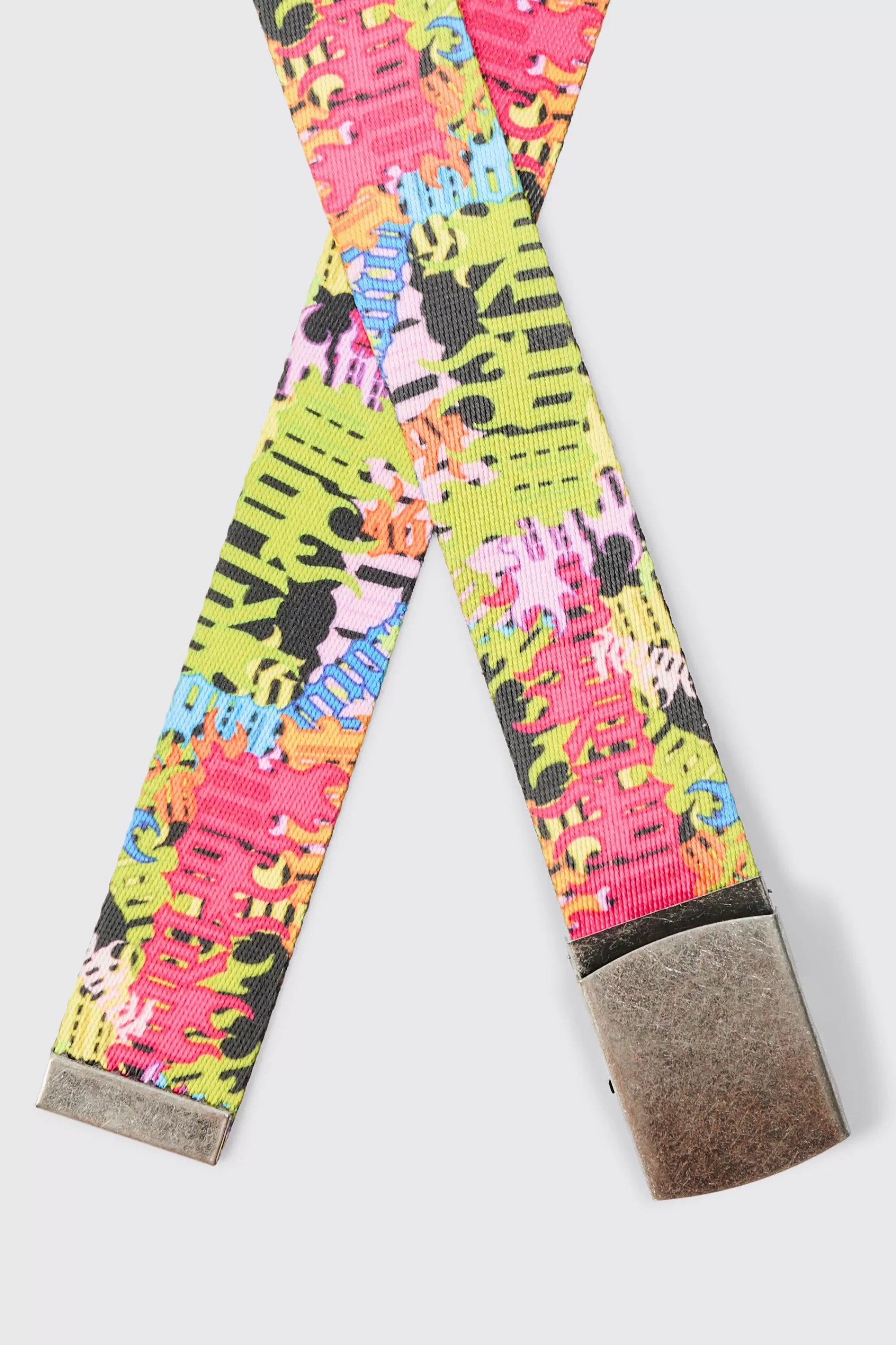 boohooMAN Graffiti Print Belt | UK