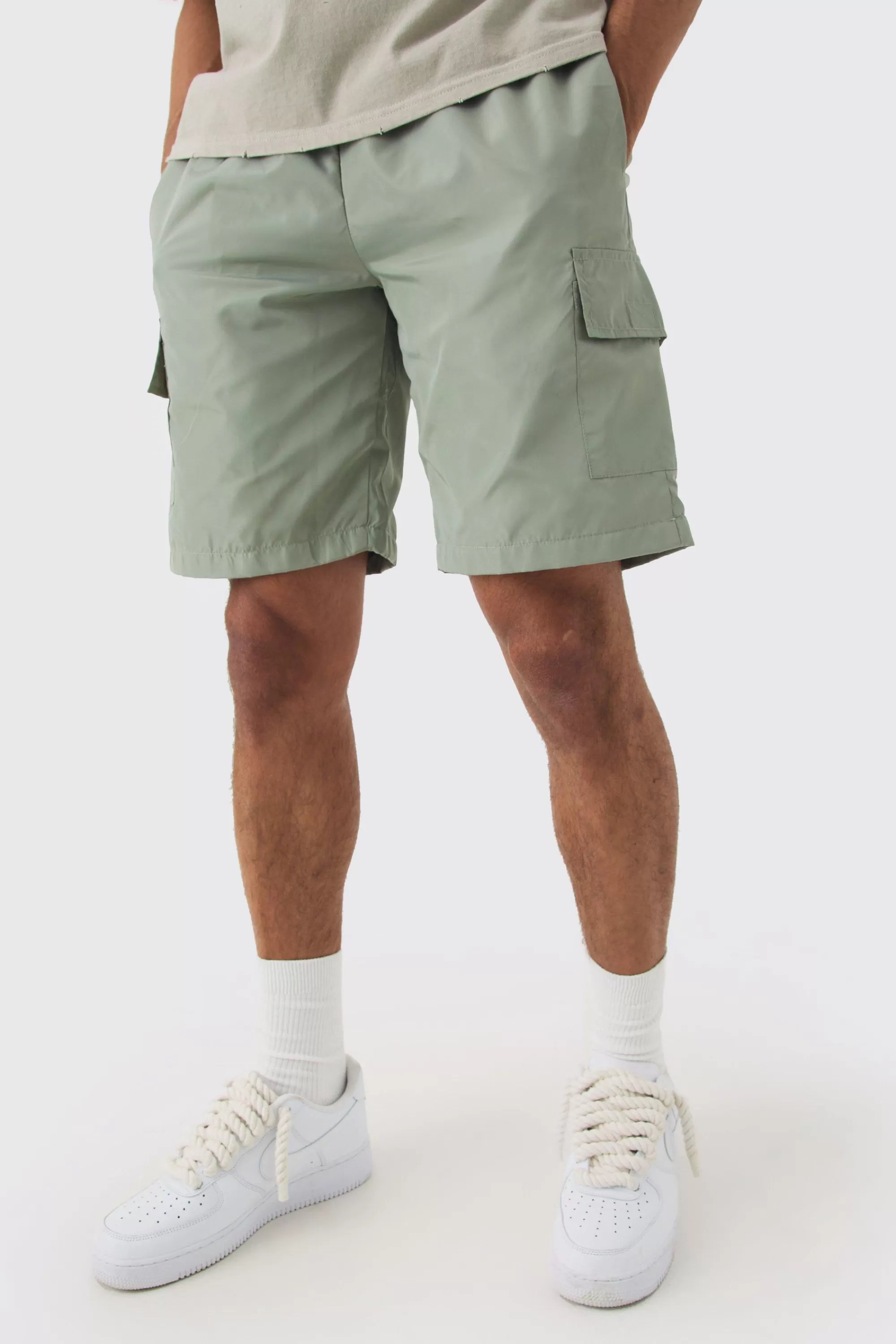 boohooMAN Nylon Elastic Waist Cargo Shorts | UK