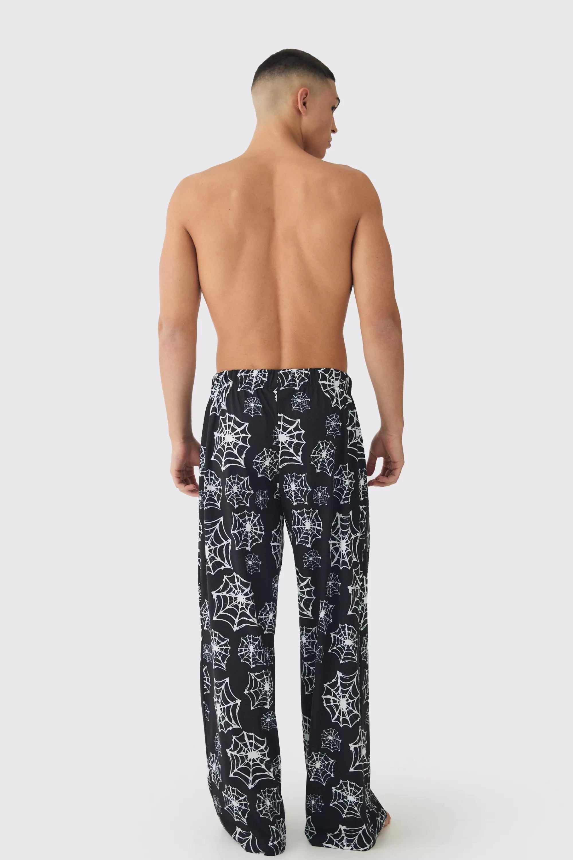 boohooMAN Halloween 2 Pack Man Spider Web Lounge Bottoms | UK