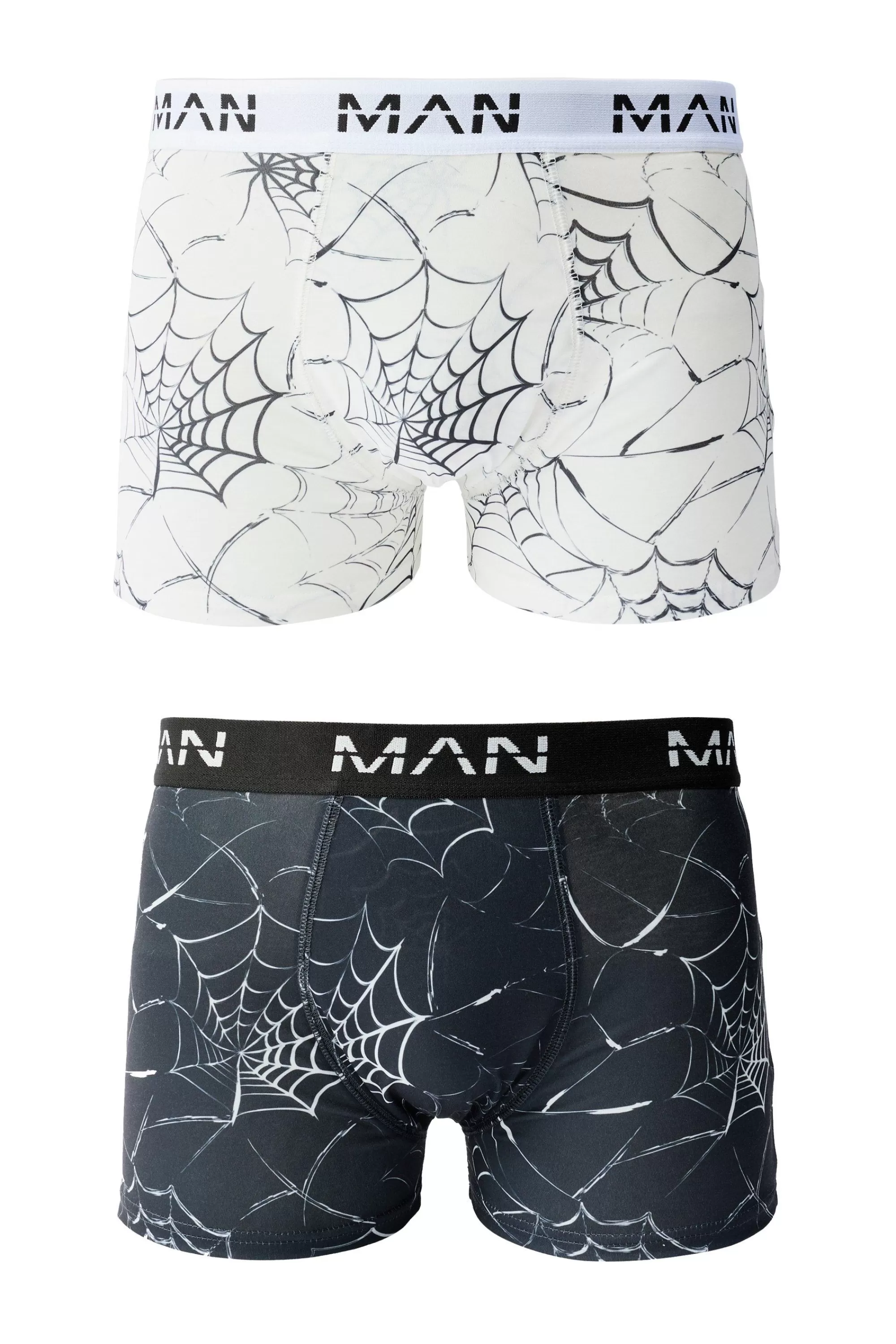 boohooMAN Halloween 2 Pack Man Spider Web Printed Boxers | UK