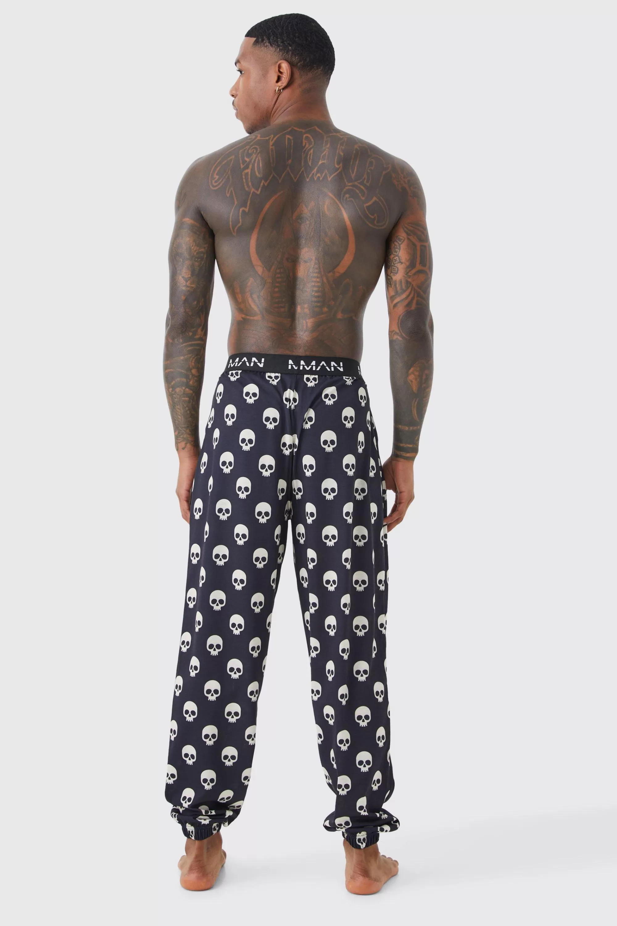 boohooMAN Halloween Skull Print Lounge Joggers | UK