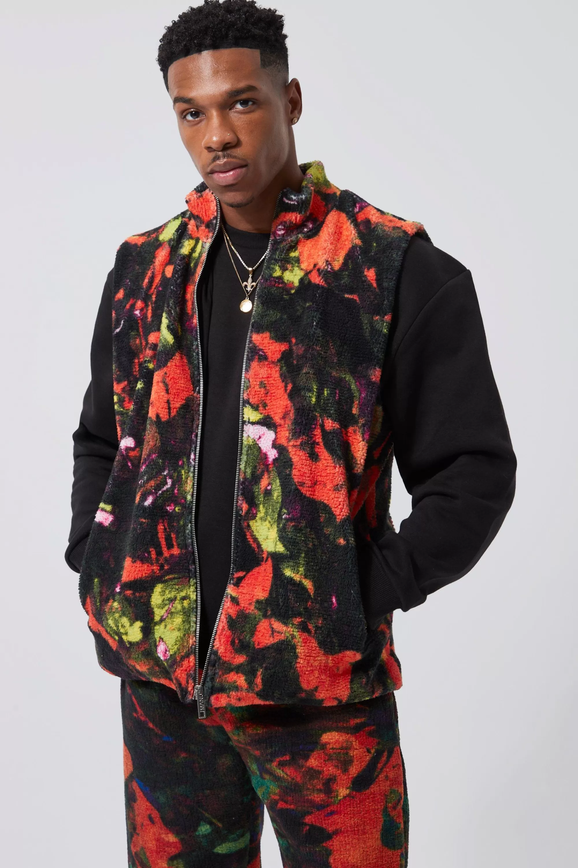 boohooMAN Heat Sense Borg Gilet | UK