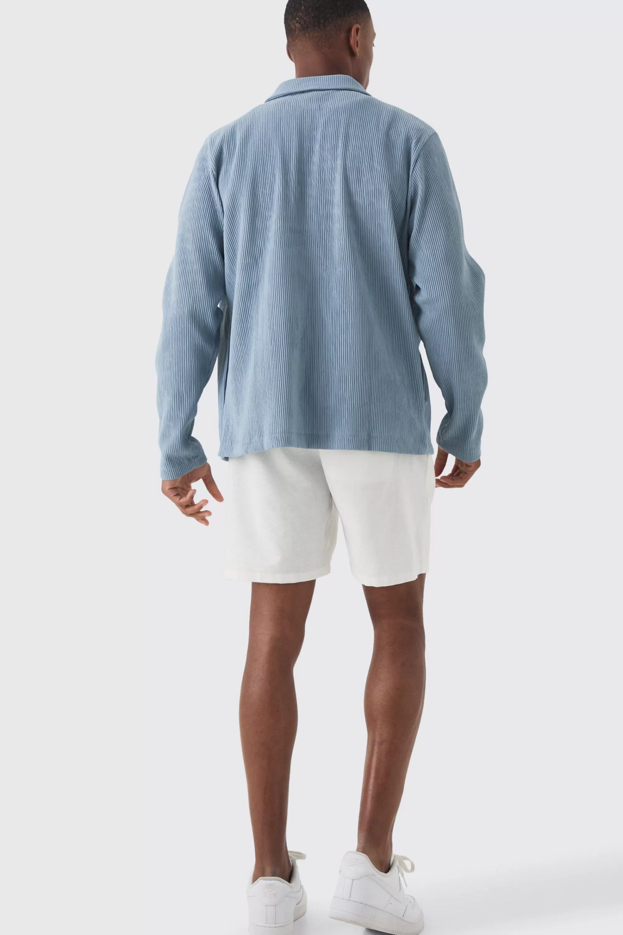 boohooMAN Heavy Pleated Zip Through Overshirt | UK