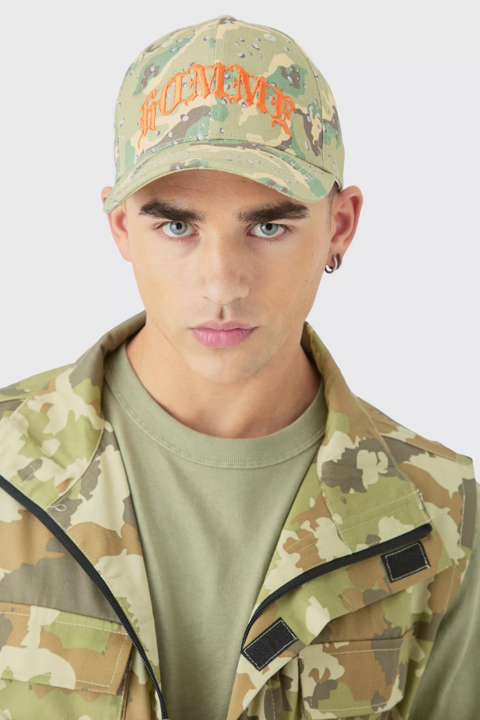 boohooMAN Homme Camo Cap In | UK