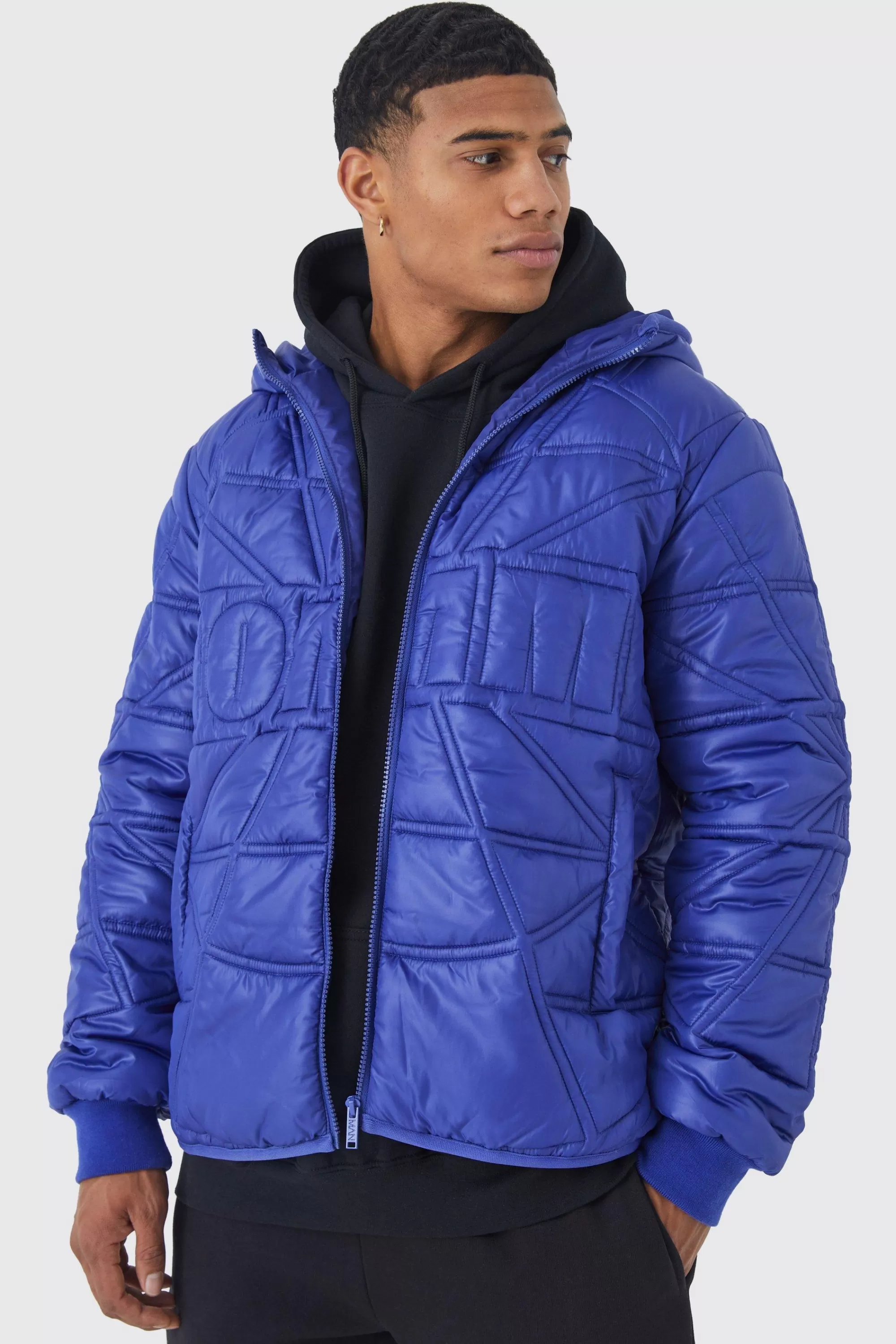 boohooMAN Homme Quilted Puffer With Hood | UK