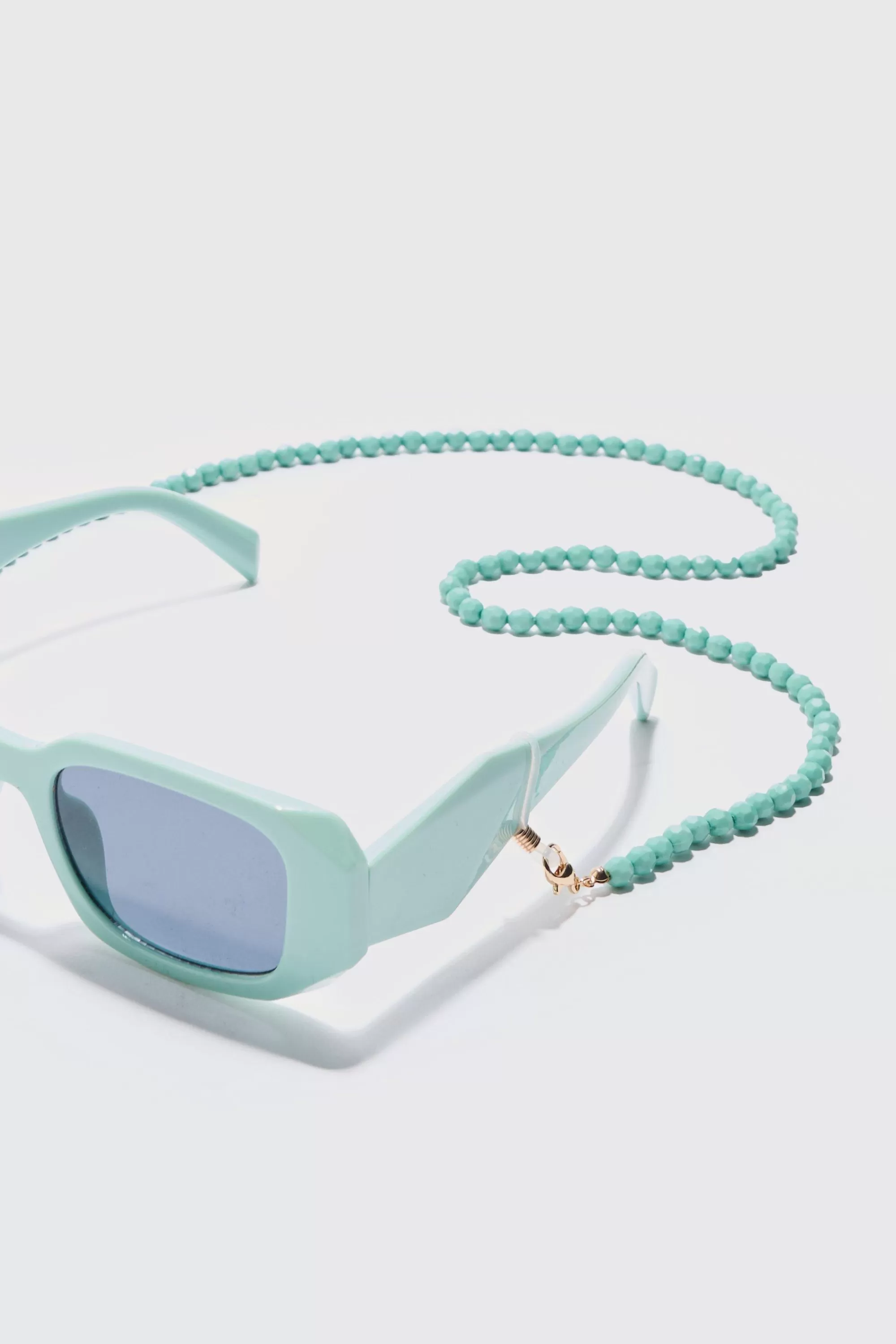 boohooMAN Iced Bead Sunglasses Chain In | UK