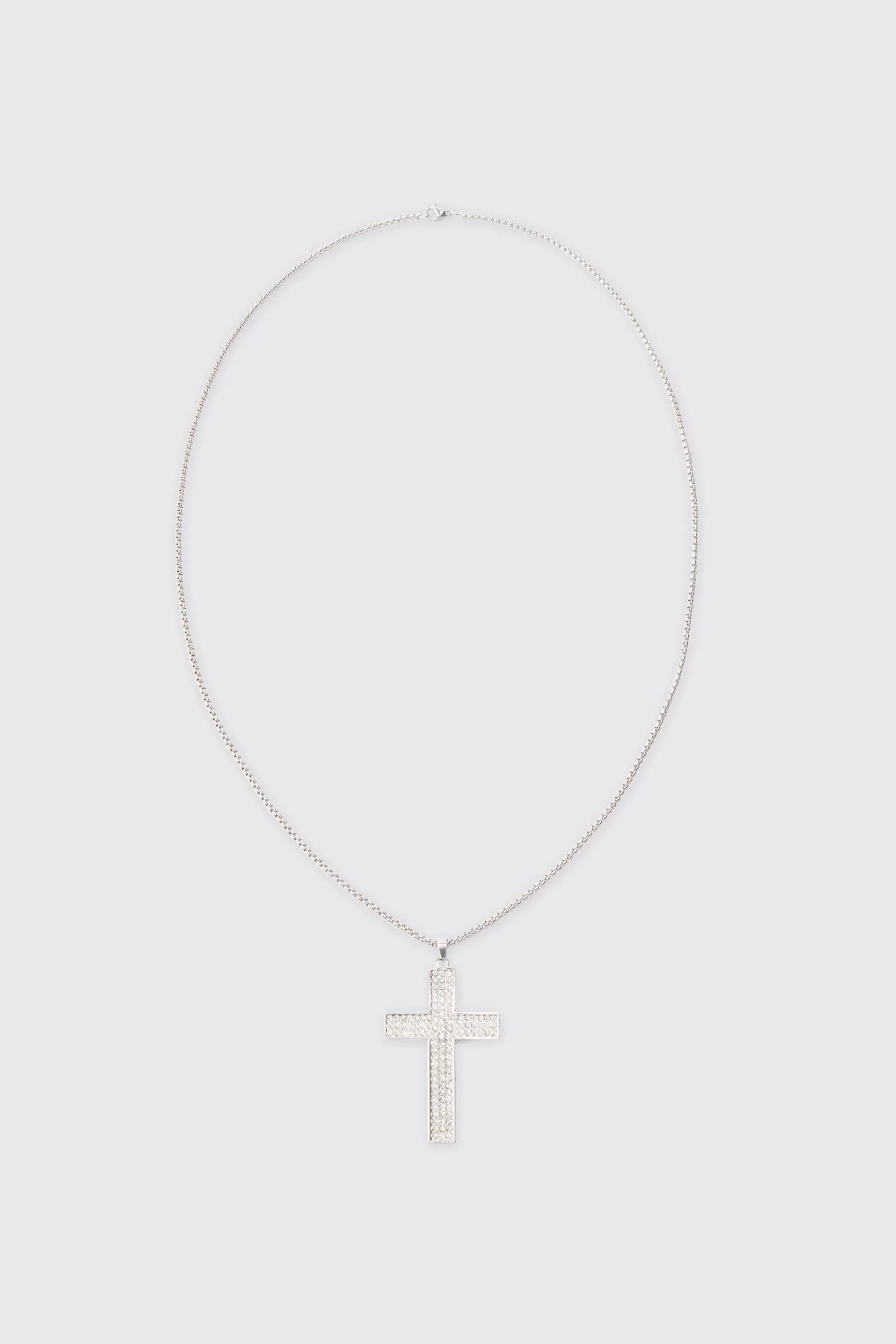 boohooMAN Iced Cross Pendant Necklace In | UK
